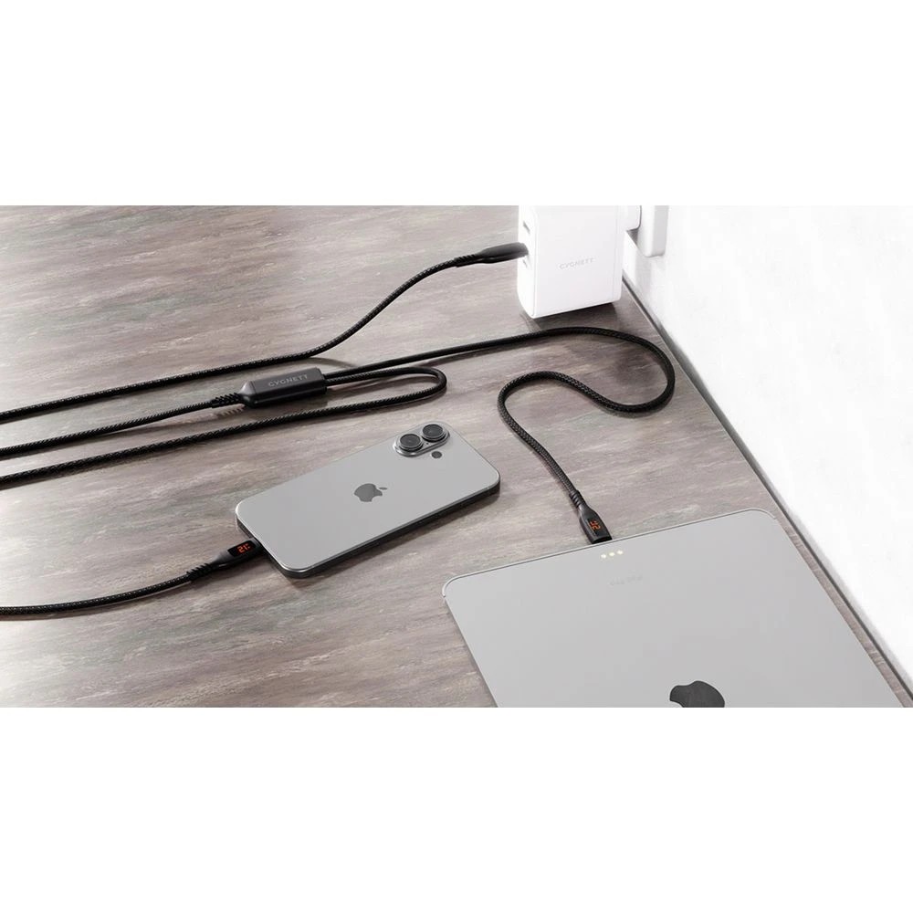 6 Cygnett USB-C 140W Y-Cable 2.0 with LED Display 1.5m Black​, 6 of 7