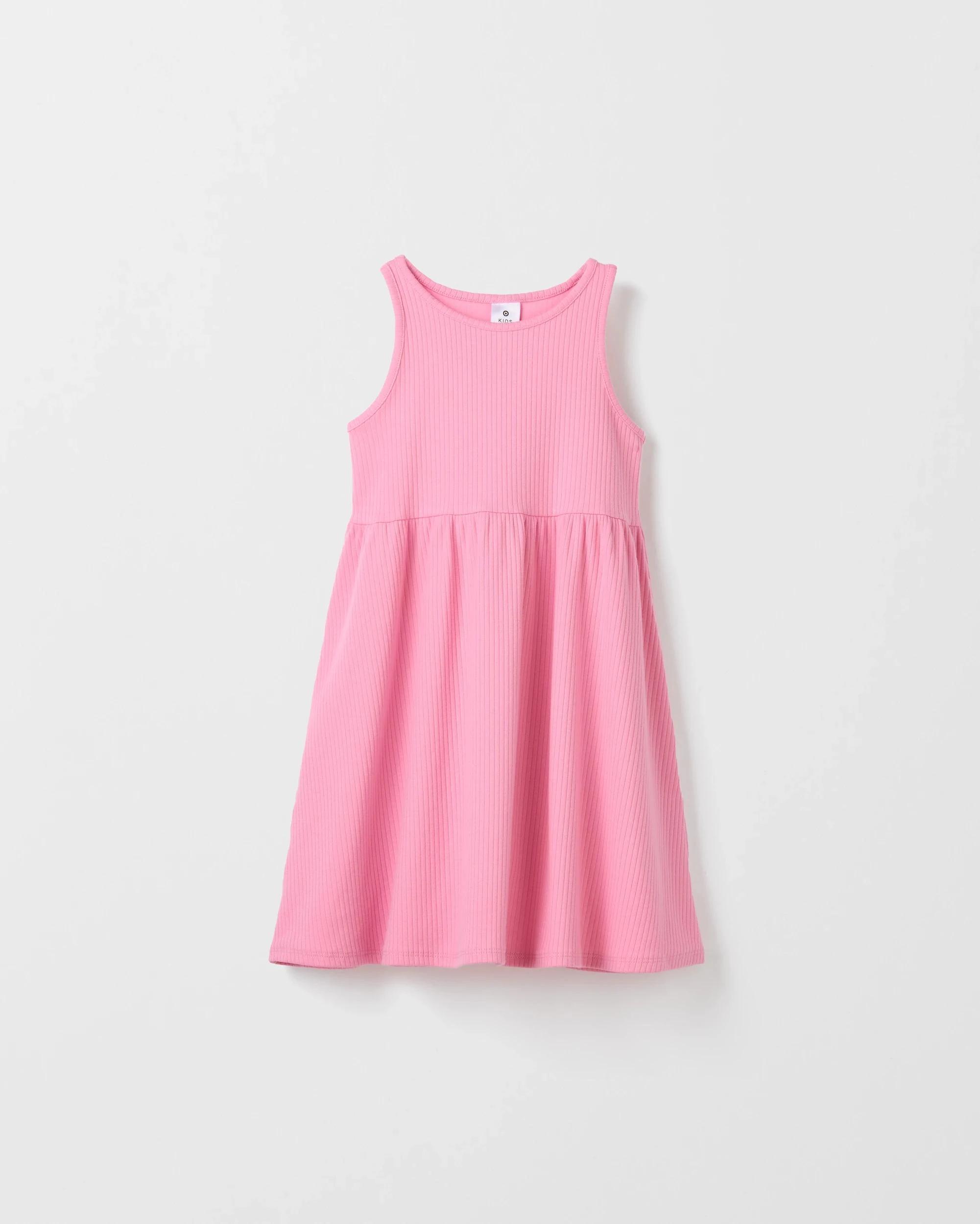 6 Target Kids Australian Cotton Print and Rib 2 Pack Dress PINK/BLUE RAINBOW, 6 of 7