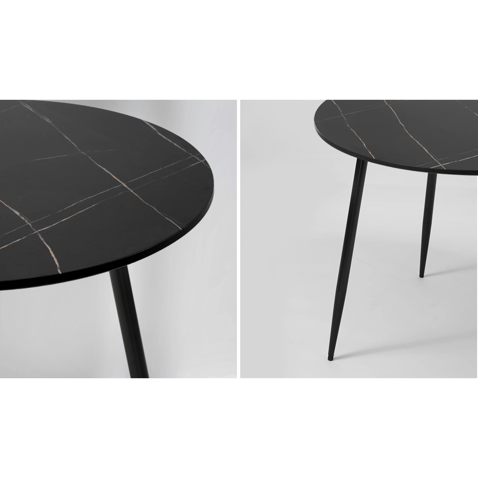 5 Oikiture 110cm Round Dining Table with 4PCS Dining Chairs Wooden - Black, 5 of 9