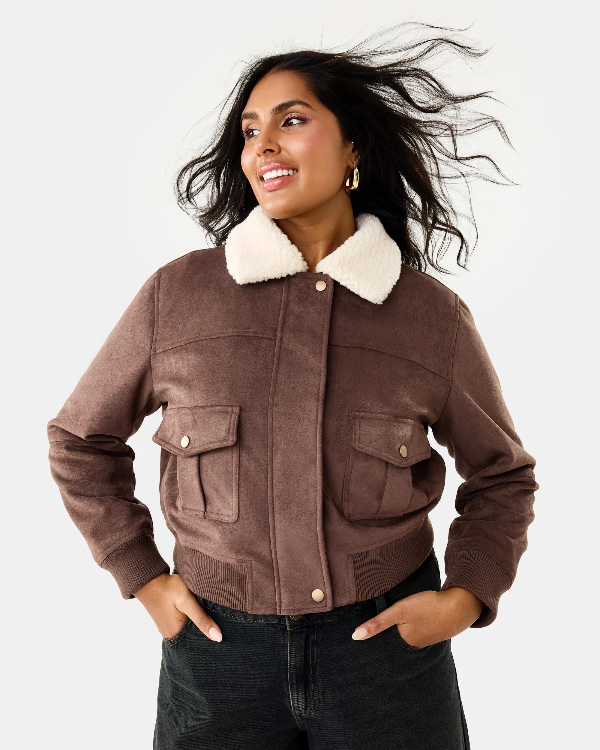 3 Faux Fur Trim Jacket Brn Cafe, 3 of 10