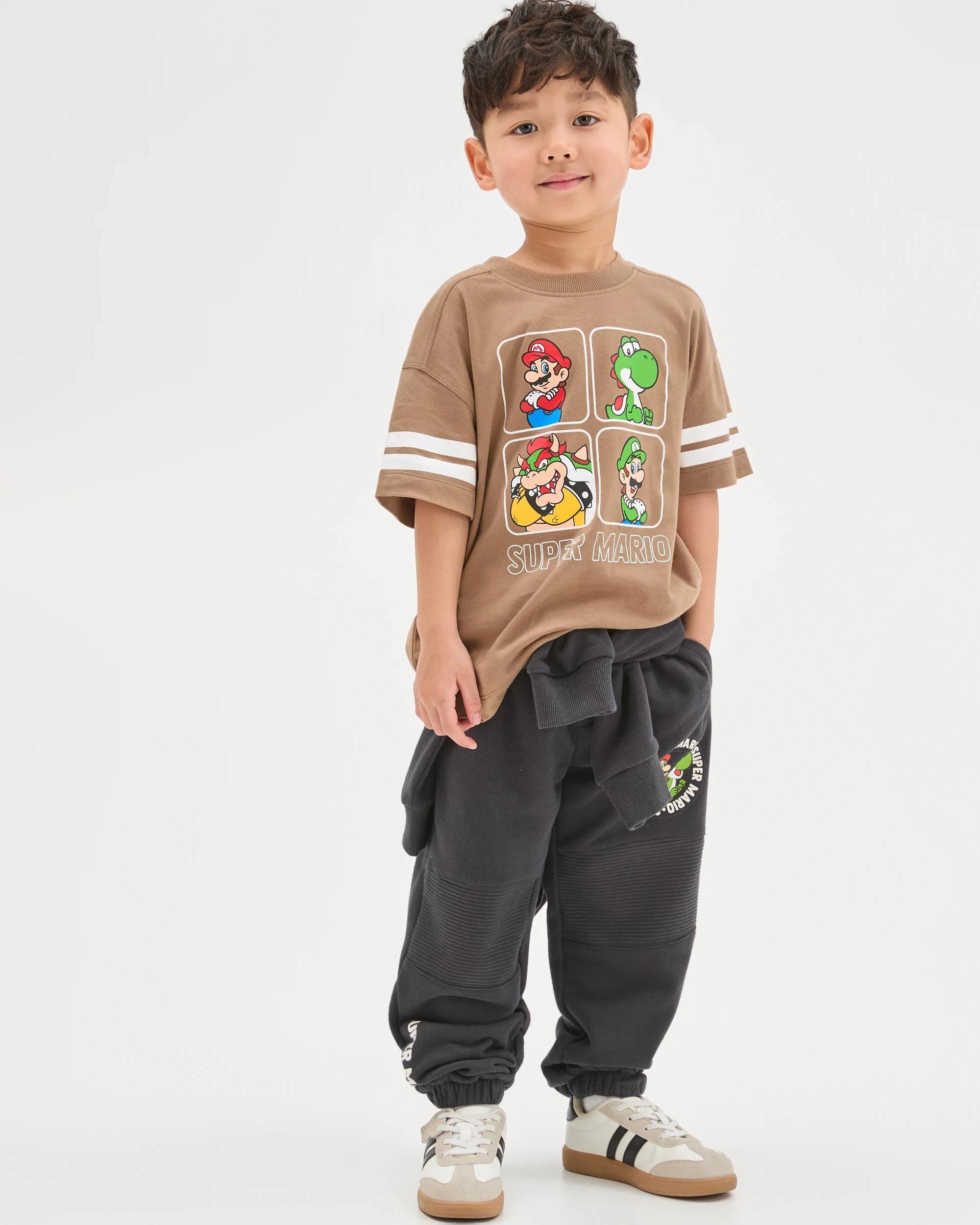 1 Super Mario Australian Cotton Oversized T-Shirt BROWN, 1 of 6