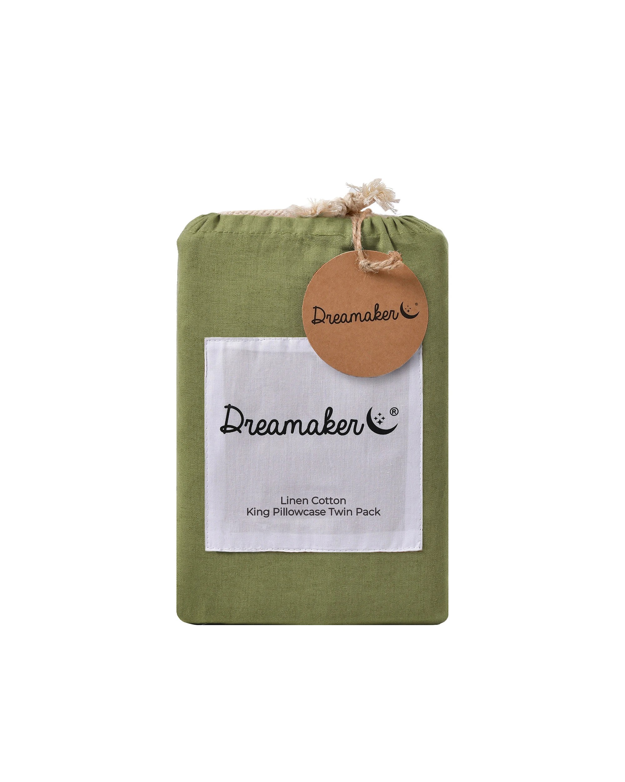 5 Dreamaker Linen Cotton King Pillowcase Twin Pack - Olive, 5 of 5