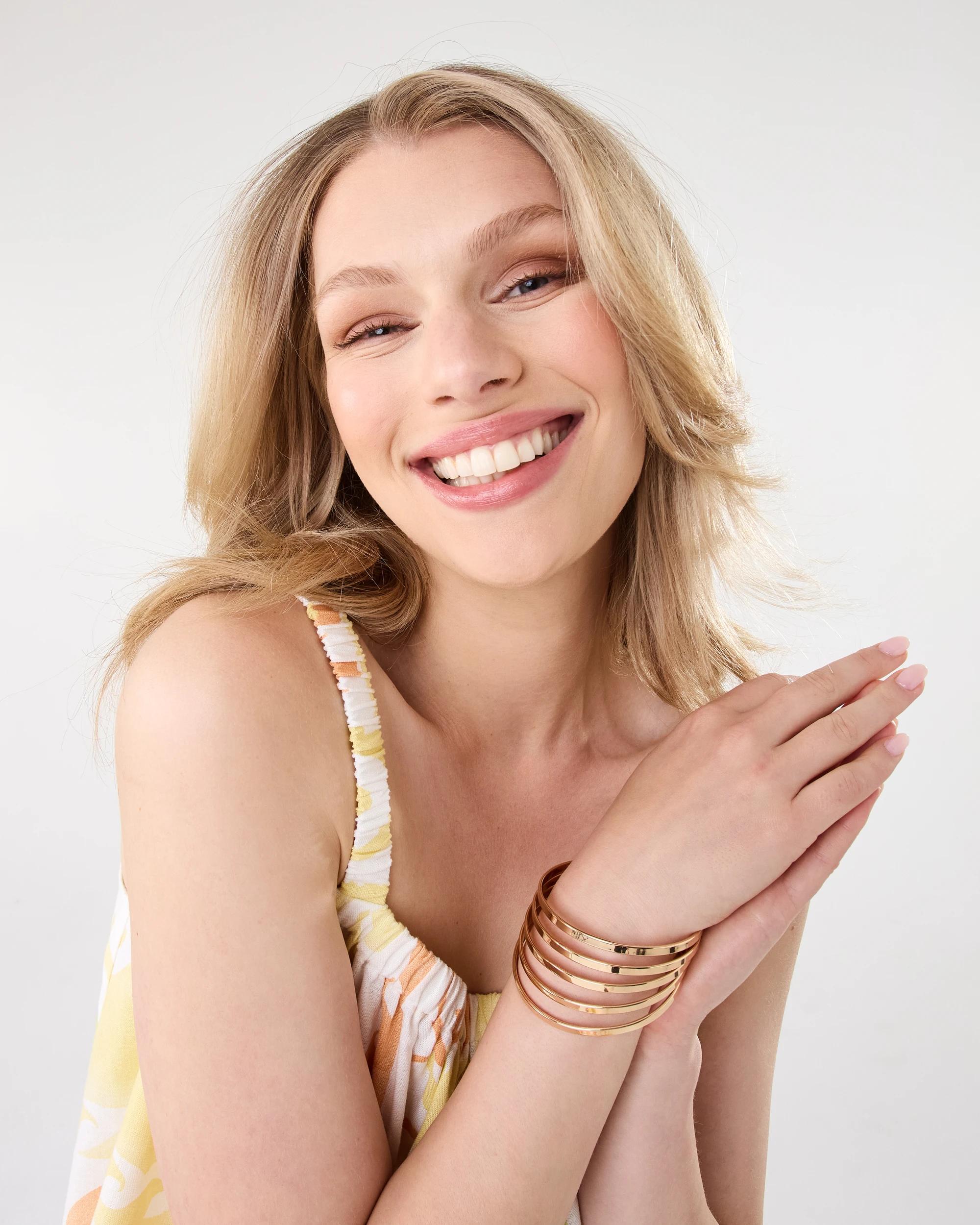 7 5 Pack Thin Bangles Gold, 7 of 10