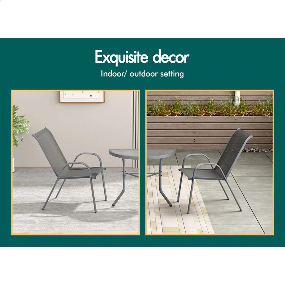 9 Alfordson 3PCS Outdoor Furniture Patio Table and Chairs Garden Bistro Set - Grey, 9 of 10