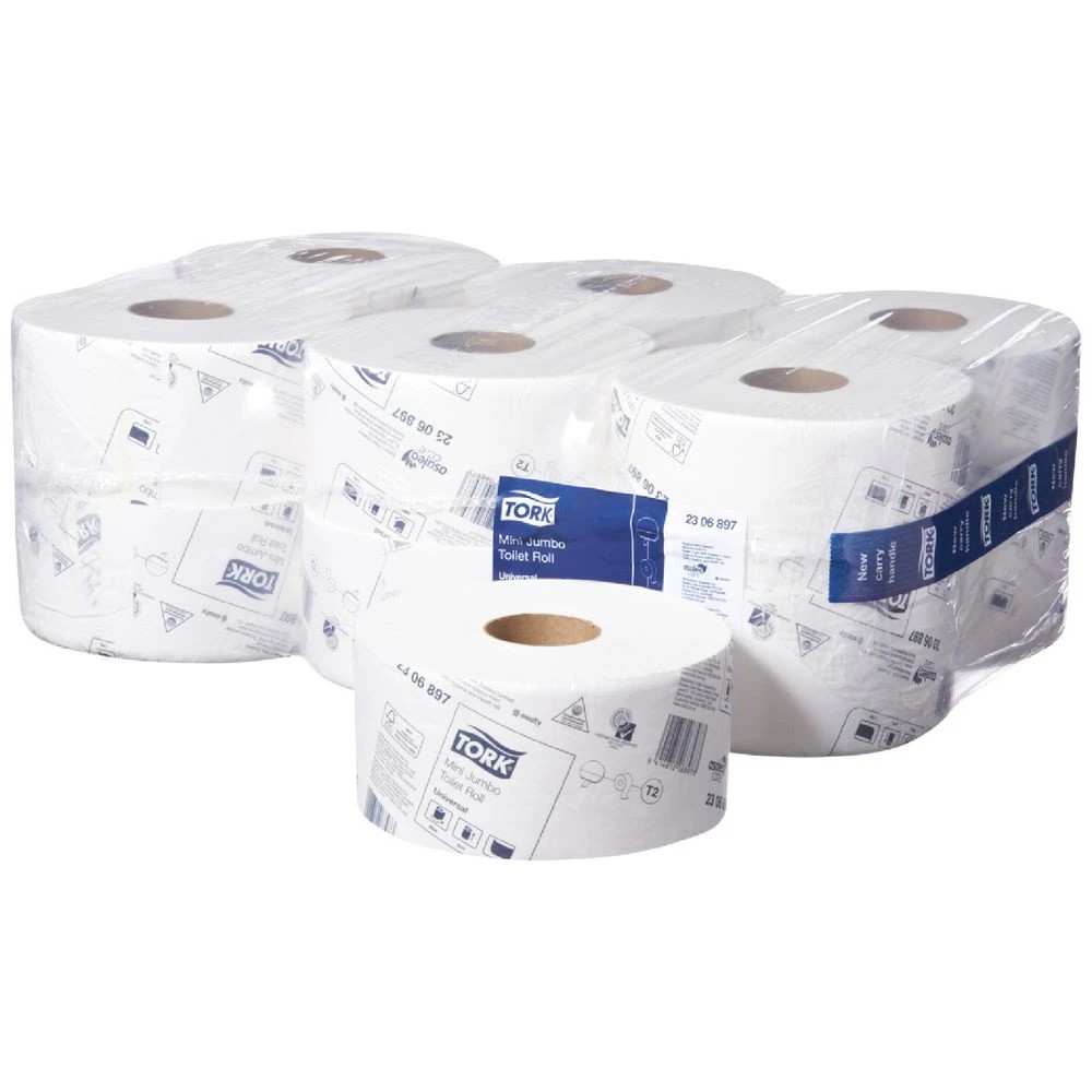 1 Tork Universal 1 Ply Mini Jumbo Roll Toilet Paper 12 Pack, 1 of 2