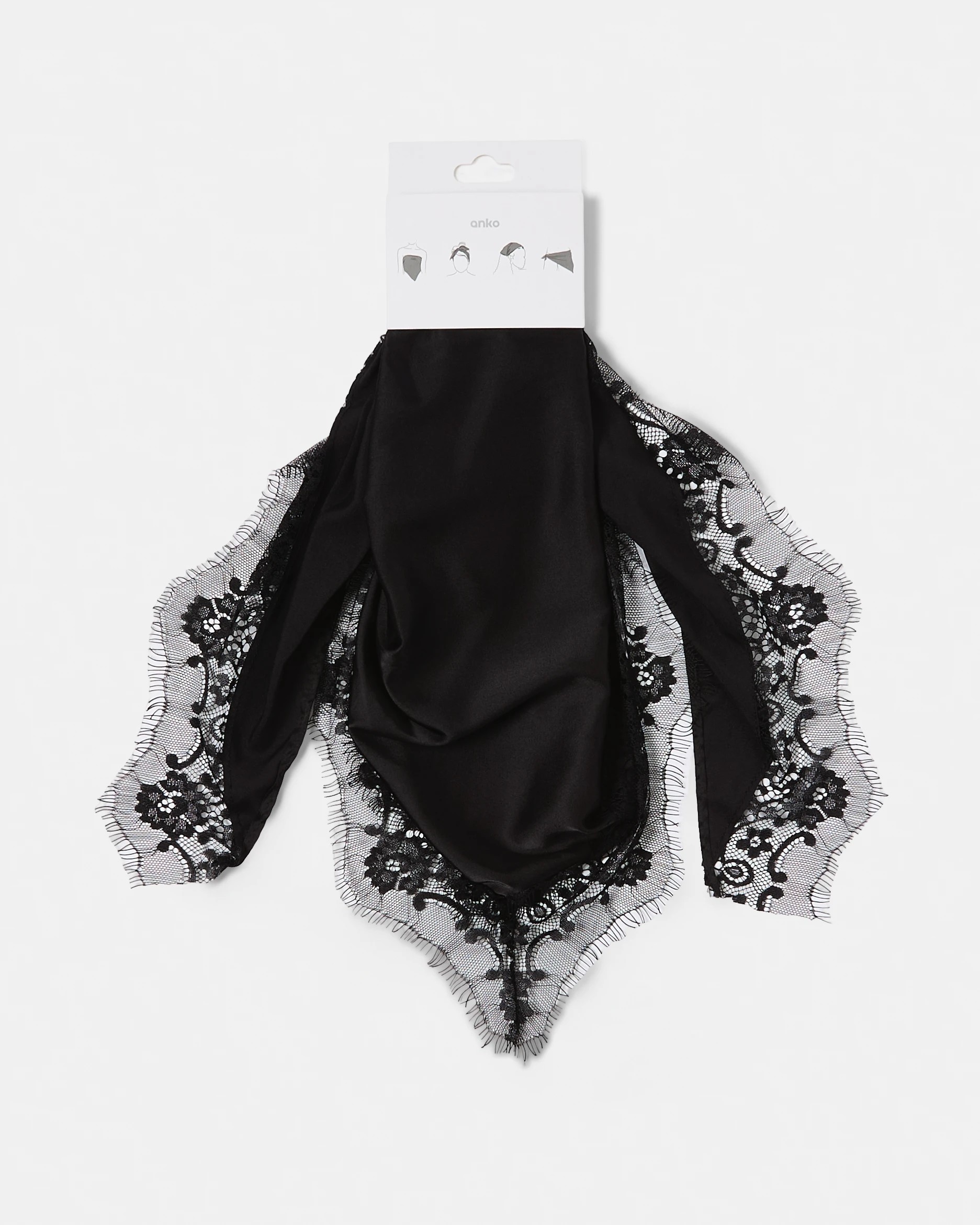 4 Lace Triangle Scarf - Black, 4 of 4