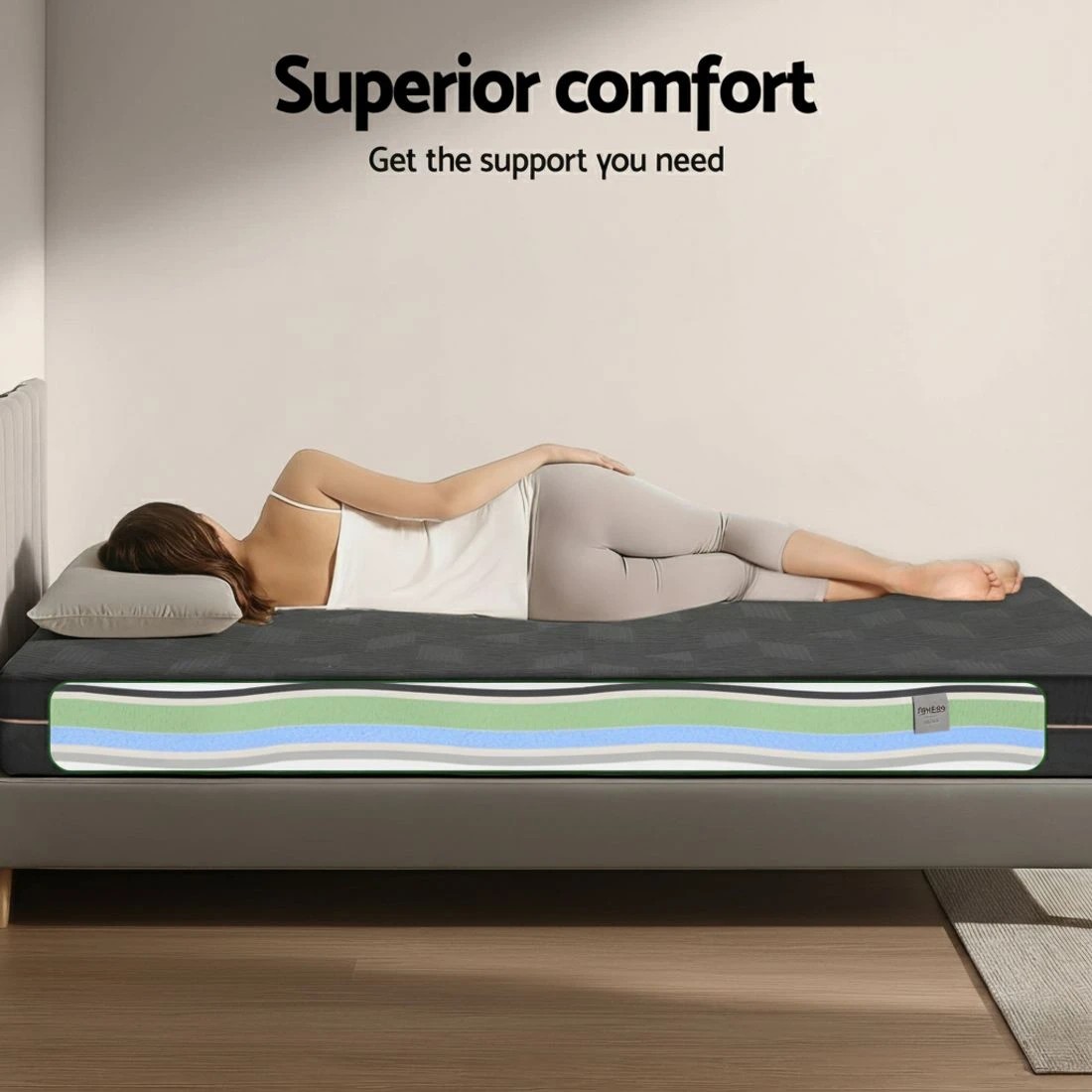 6 Giselle 18cm Memory Foam Mattress Green Tea Foam Cool Gel Foam Mattresses - King Bed - Black, 6 of 10