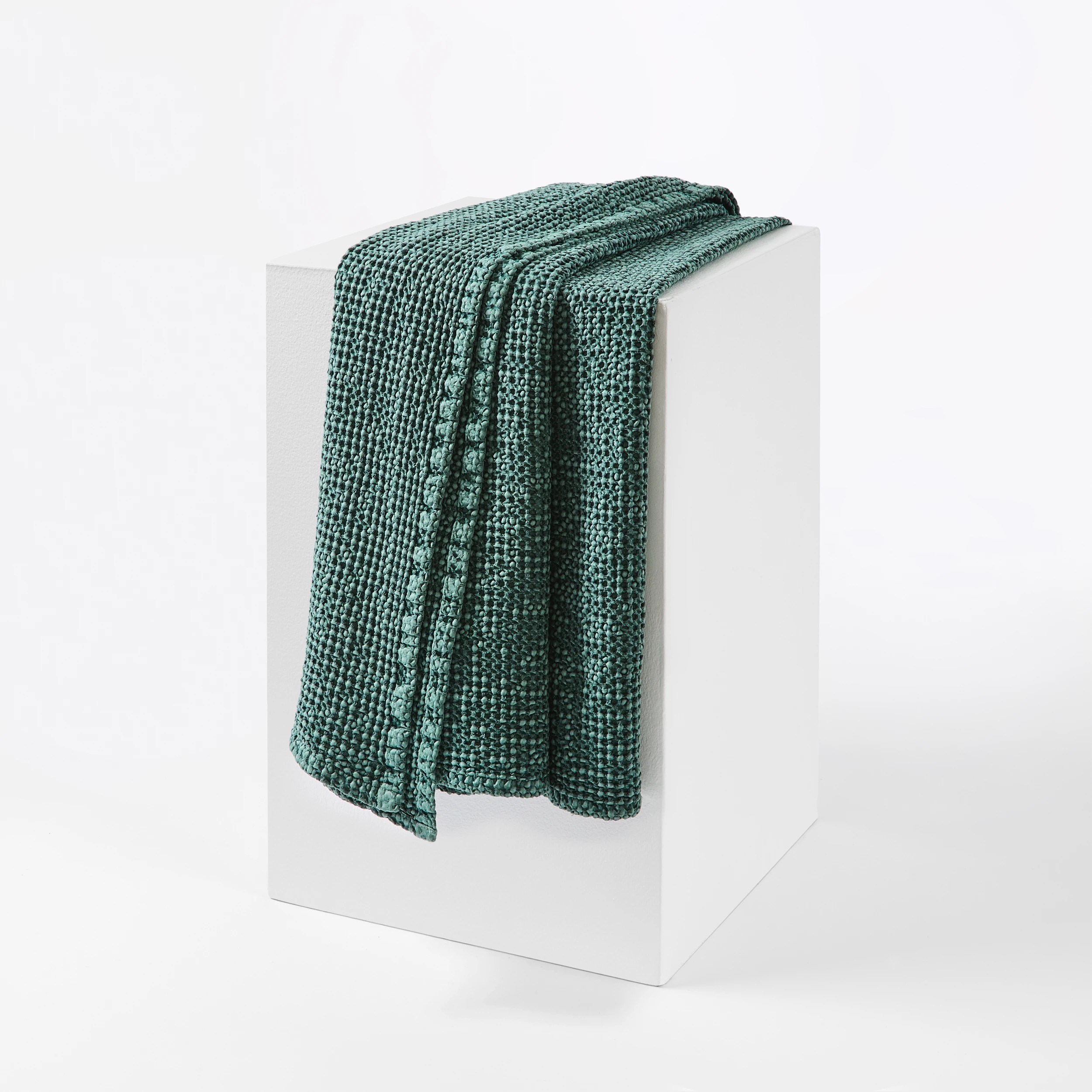 1 Stonewashed Australian Cotton Waffle Throw - Teal, 1 of 6