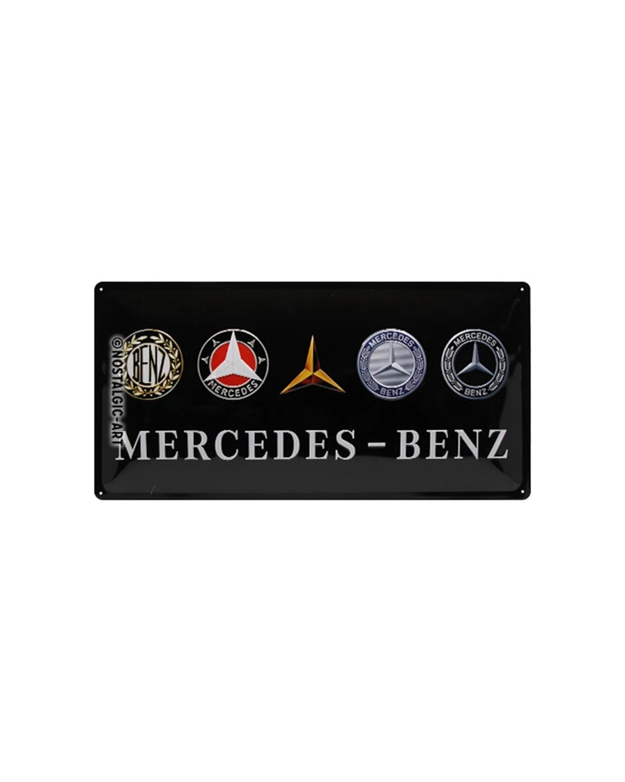 1 Nostalgic-Art 25x50cm Metal Long Sign Plaque - Mercedes-Benz Logo Evolution - Multi, 1 of 4