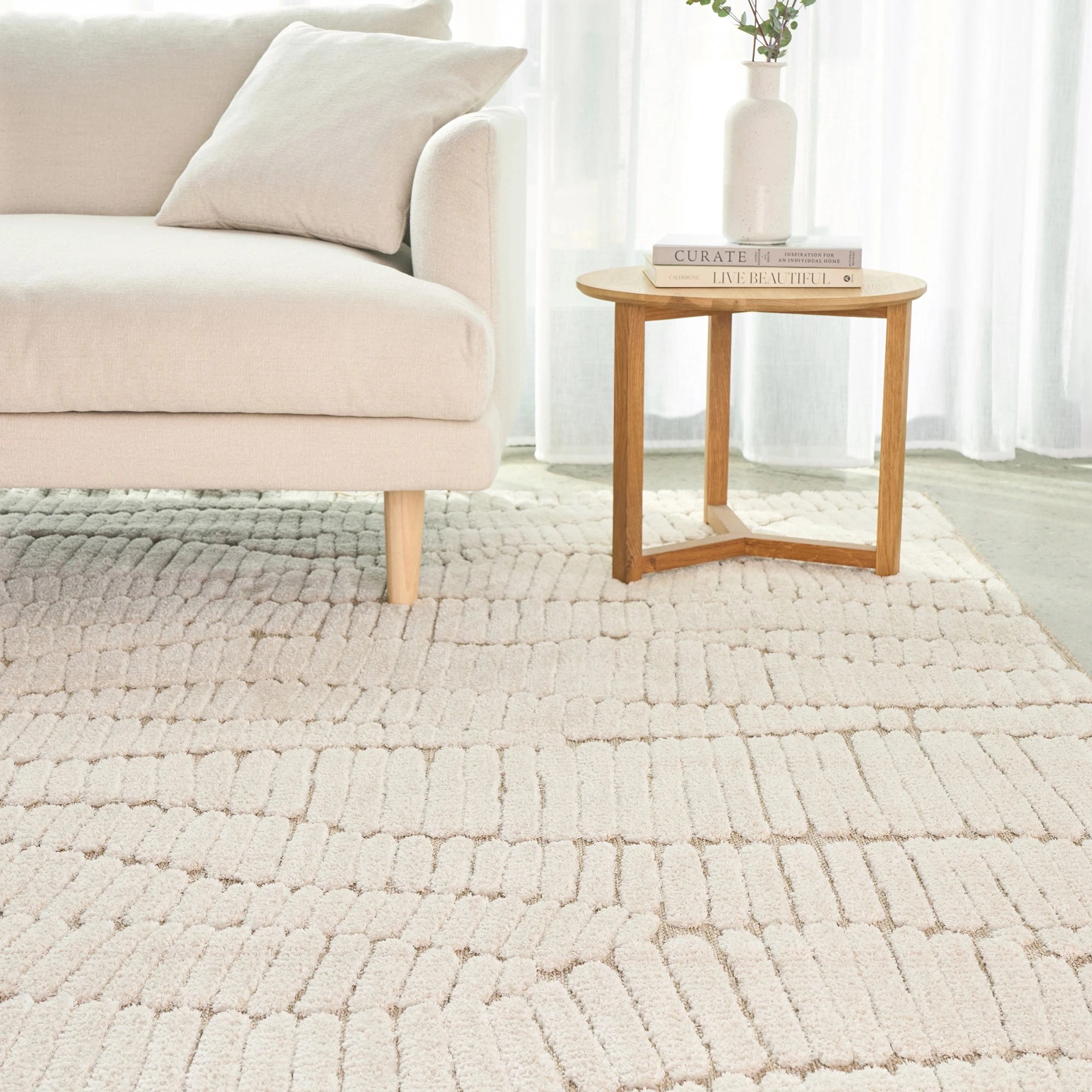 2 Common Ground Rugs Belmonte Fossil 340x240cm - Extra Large Floor Rug - White, 2 of 8