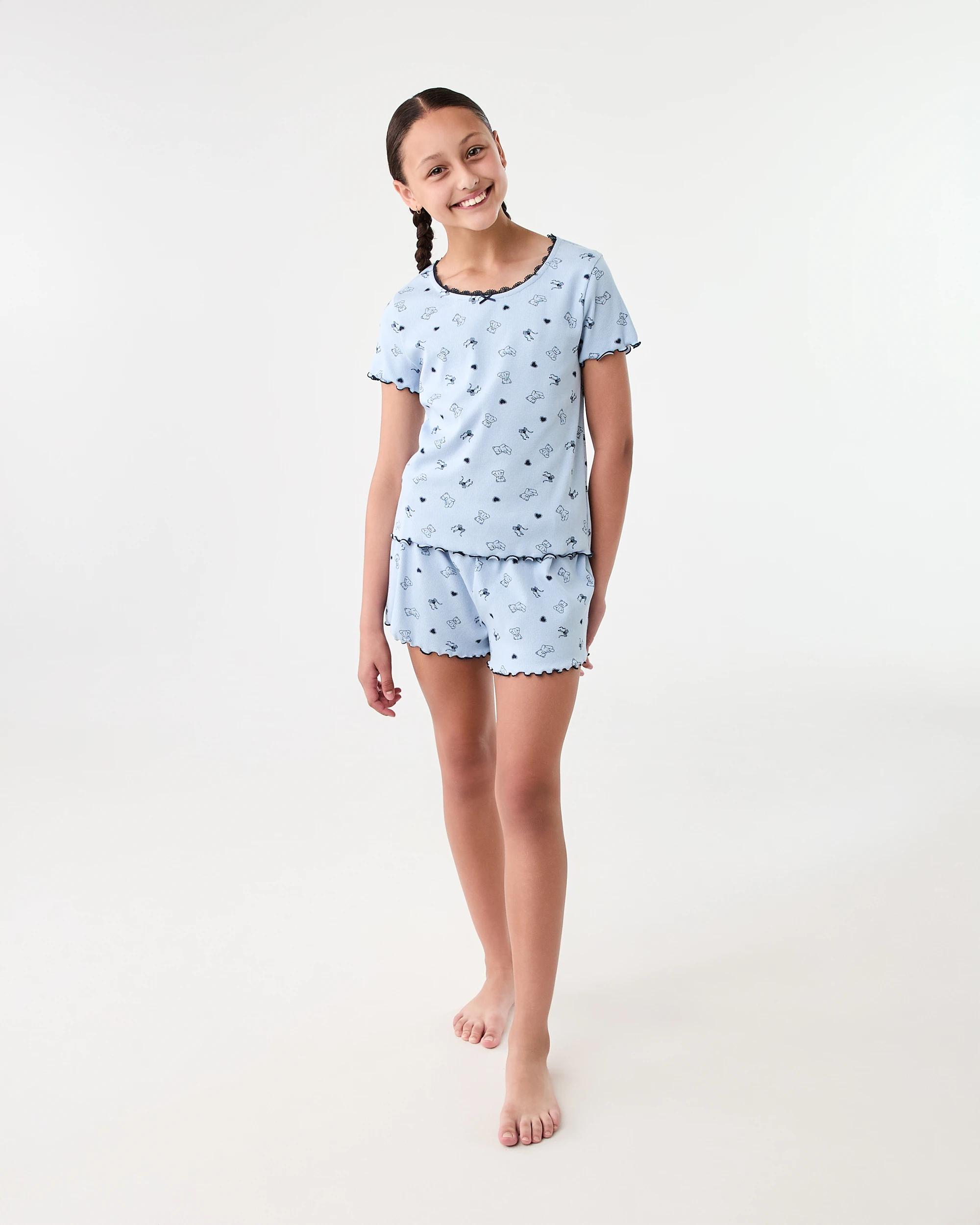 1 Rib Shorts Pyjama Set Blu Ted, 1 of 8