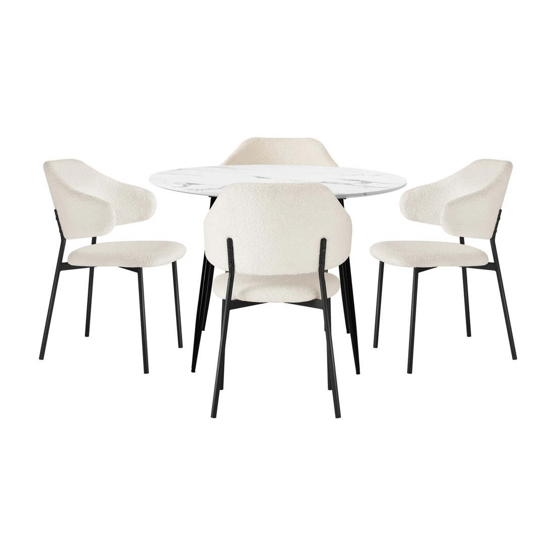 8 Oikiture 110cm Round Dining Table With 4pcs Dining Chairs Accent Sherpa
 - Multi, 8 of 10