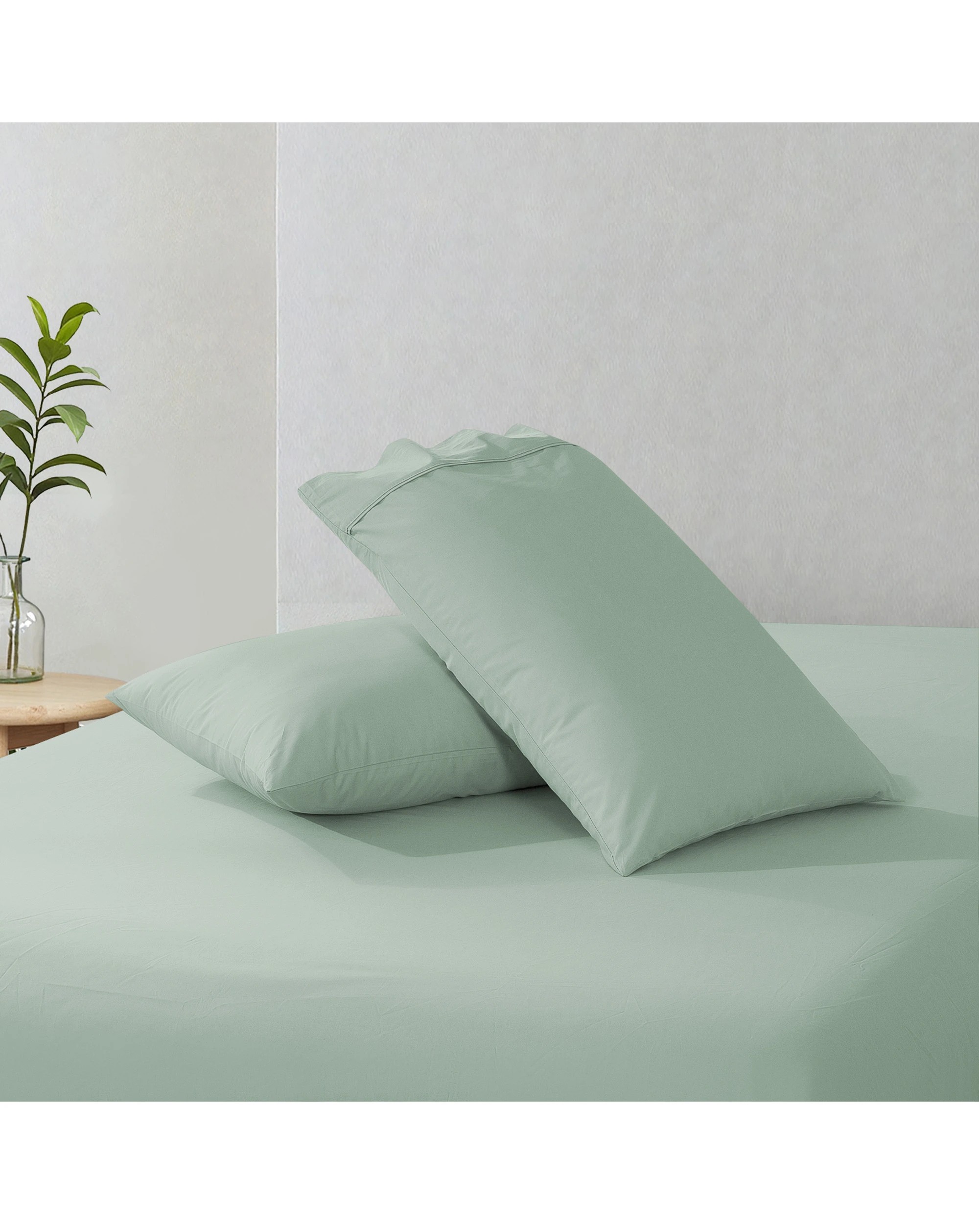 5 Dreamaker 300TC Cotton Percale Pillowcase Twin Pack - Sage, 5 of 6