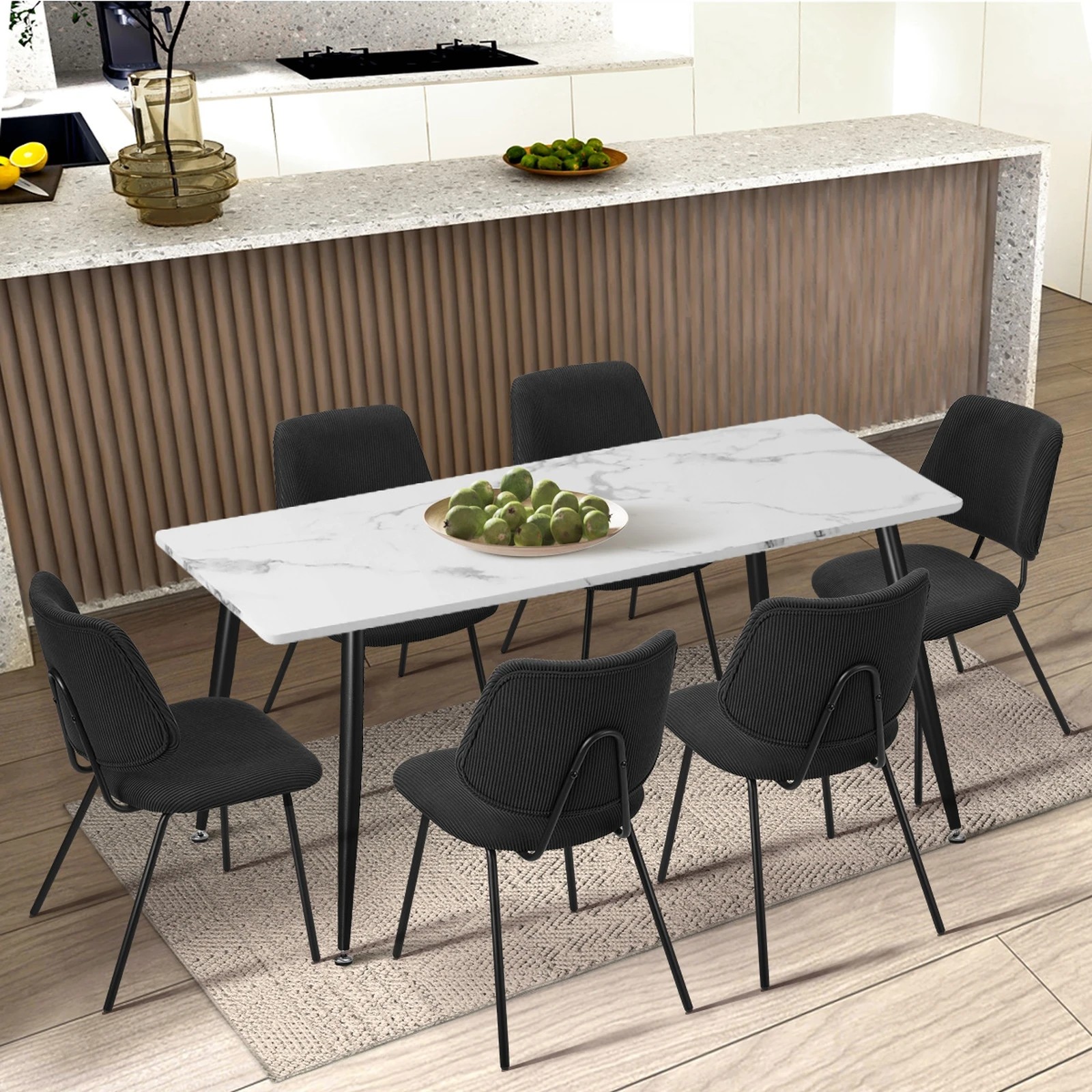 3 Oikiture 2x Dining Chair Vintage Retro Polyester Kitchen Padded Lounge
 - Grey, 3 of 10