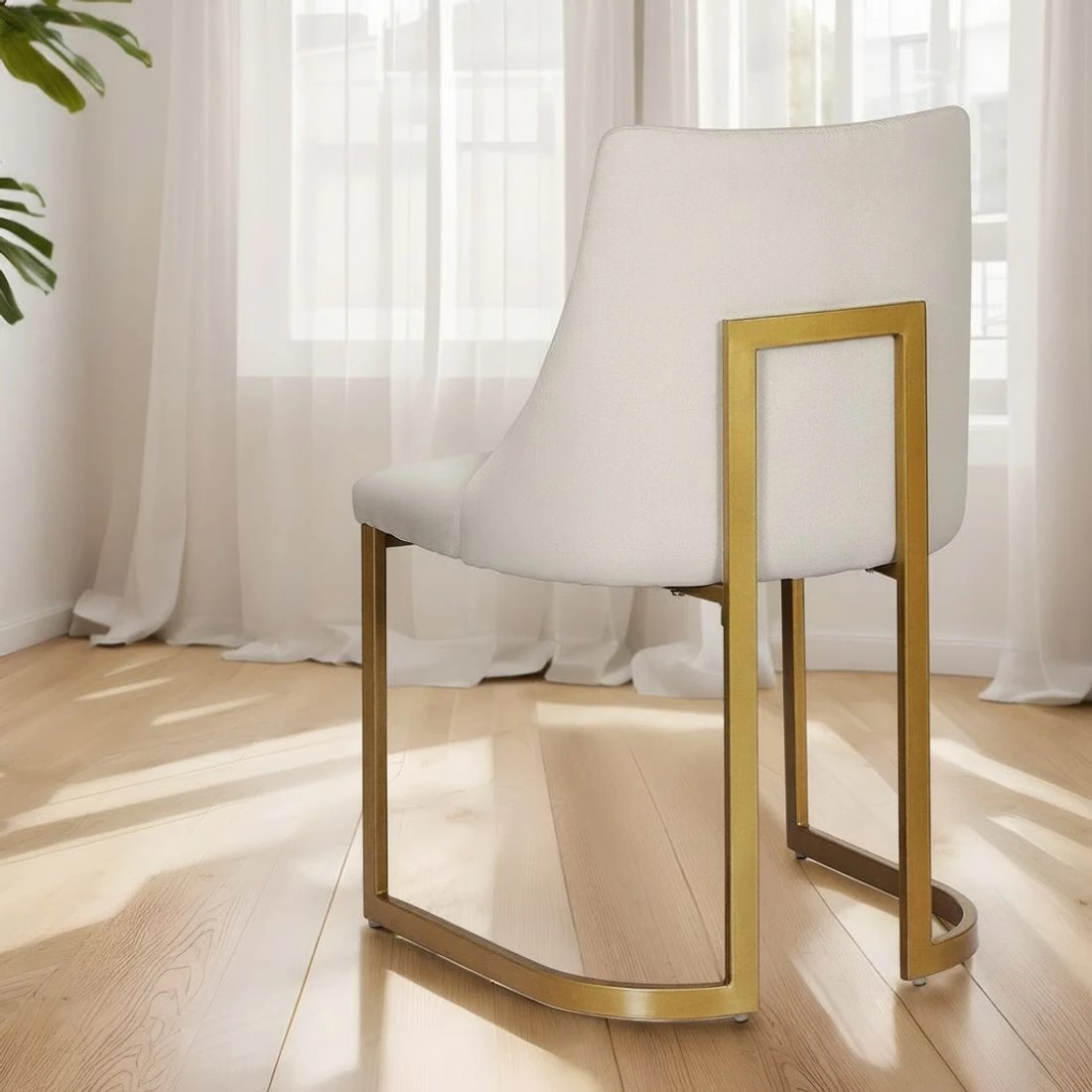 4 Artiss Dining Chairs Set of 2 Linen Fabric Frame - White, 4 of 5