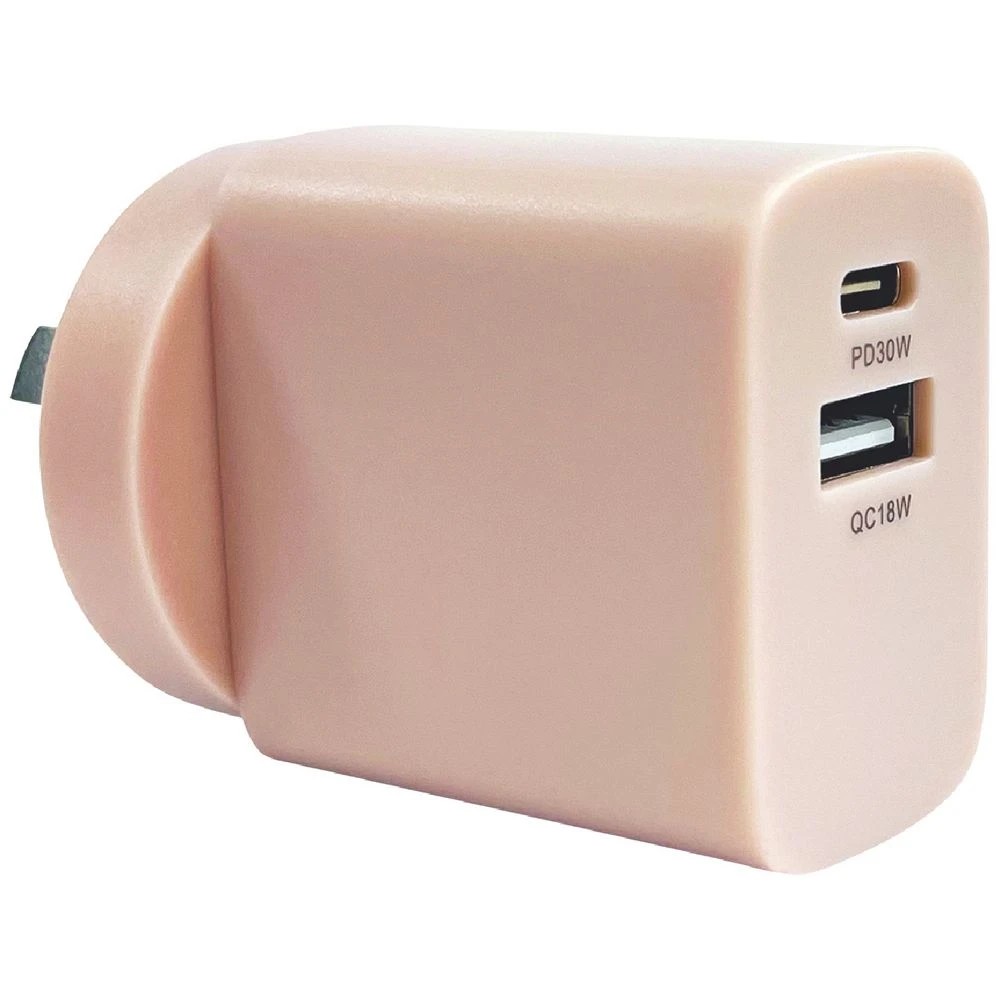 1 Otto 30W 2-Port USB-C + USB-A Wall Charger Pastel Pink, 1 of 7