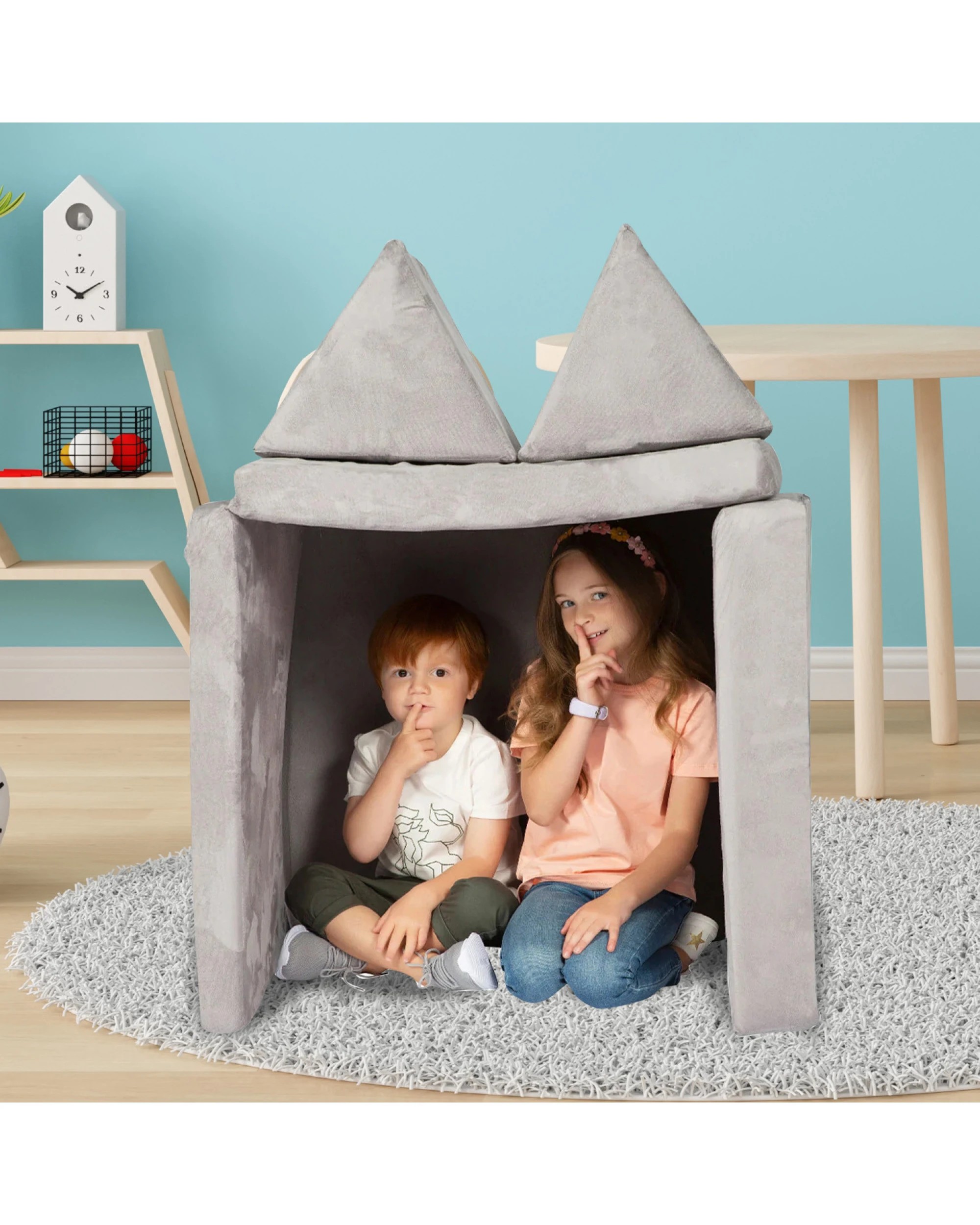 8 Huddle Kids Modular Play Foam Couch - Grey, 8 of 9