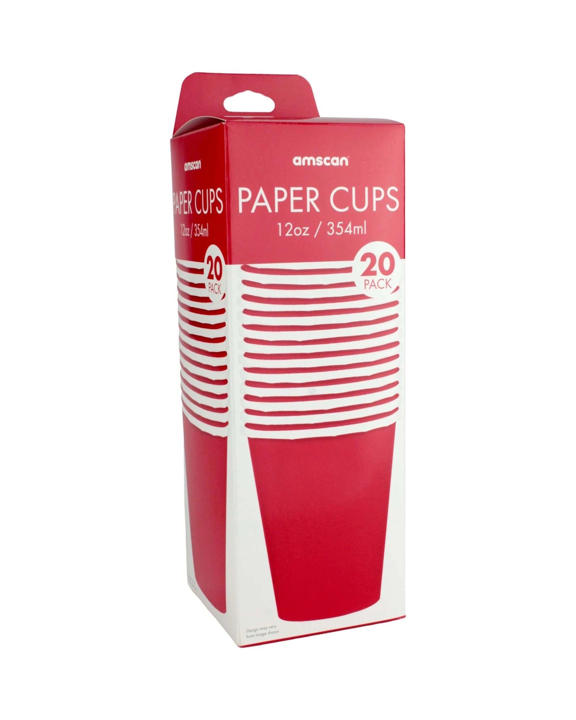2 Amscan Apple Red Paper Cups 354ml Pack of 20 - Red, 2 of 3