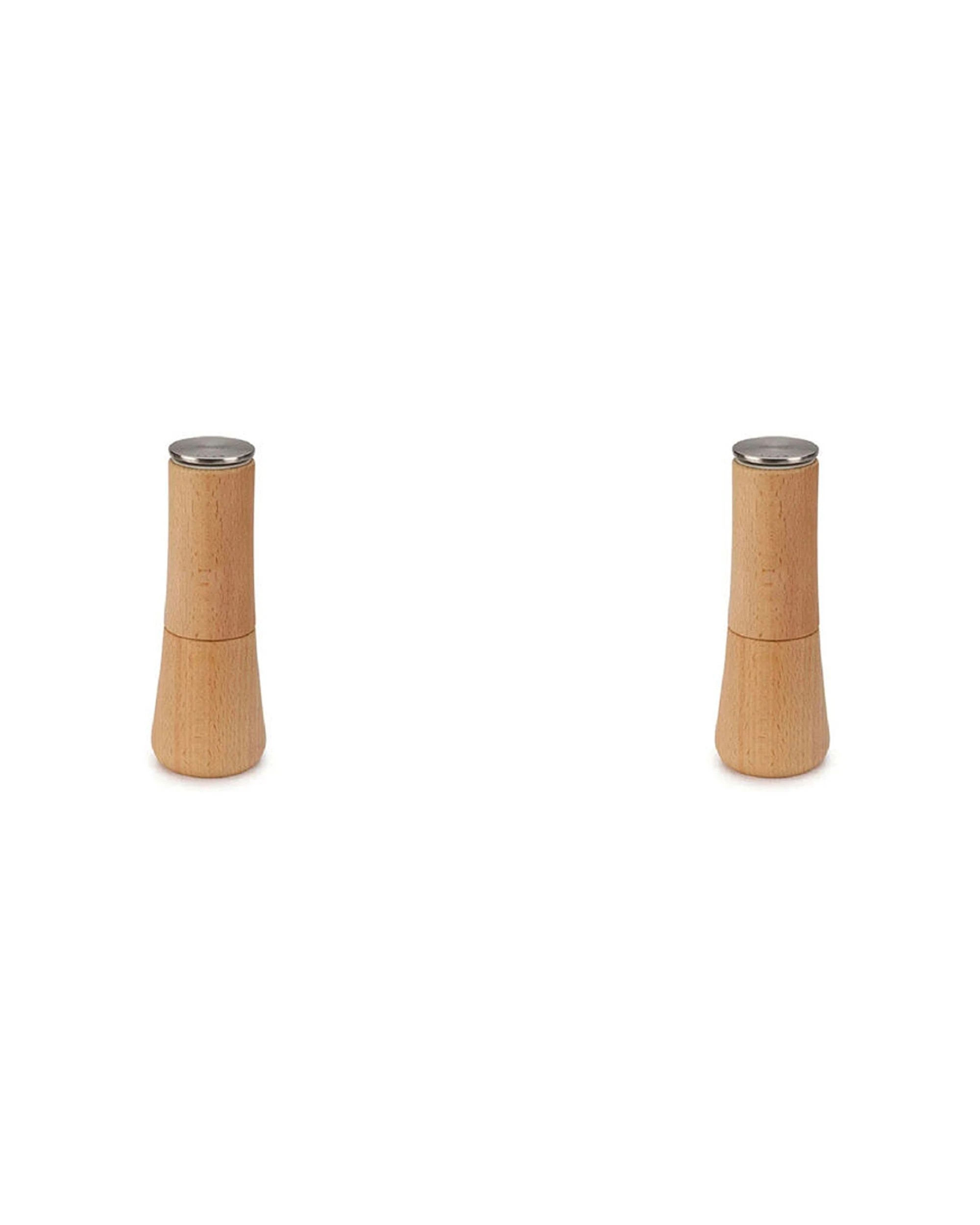 1 Joseph Joseph 2PK Milltop Wood No-spill Salt Mill Beech Ceramic Grinder - Natural, 1 of 6