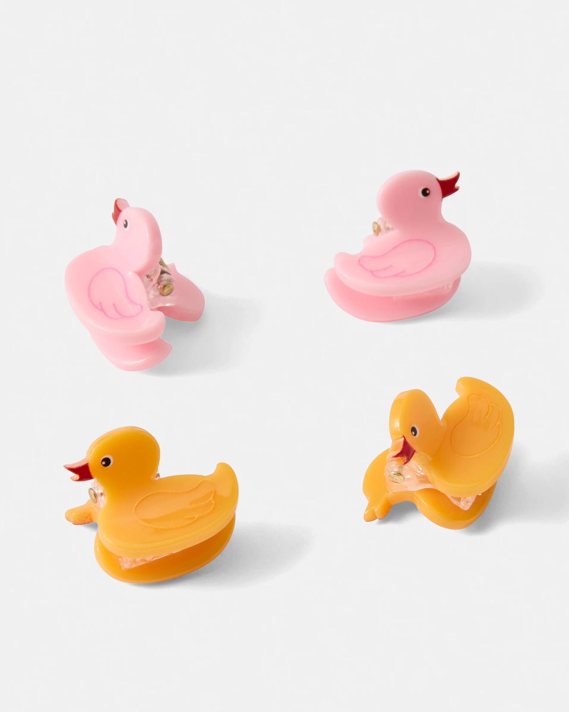 2 4 Pack Yellow and Pink Mini Duck Claw Hair Clips, 2 of 4