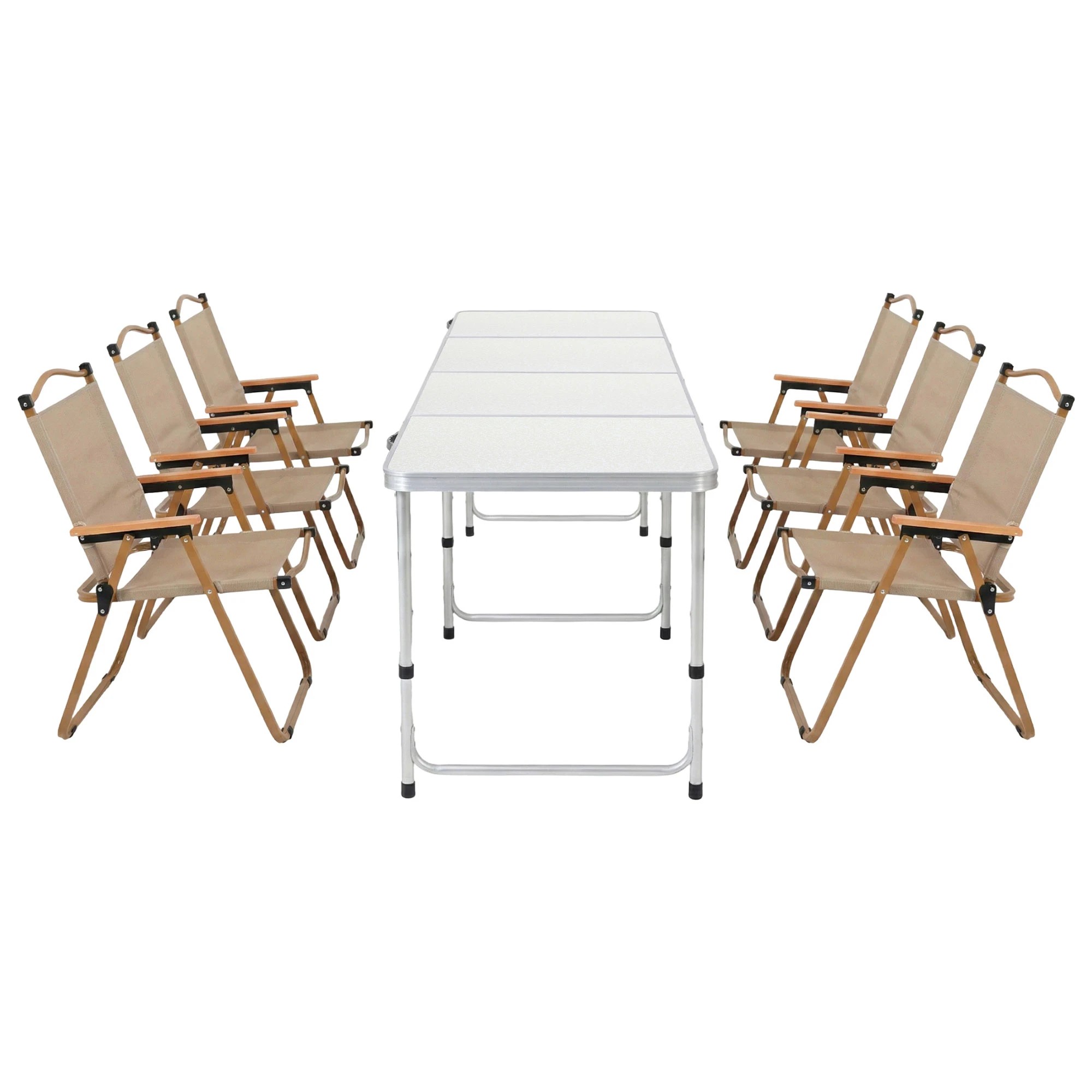 2 Weisshorn 7pc Camping Table Chair Set Outdoor Folding Aluminium Portable Picnic - Multi, 2 of 3