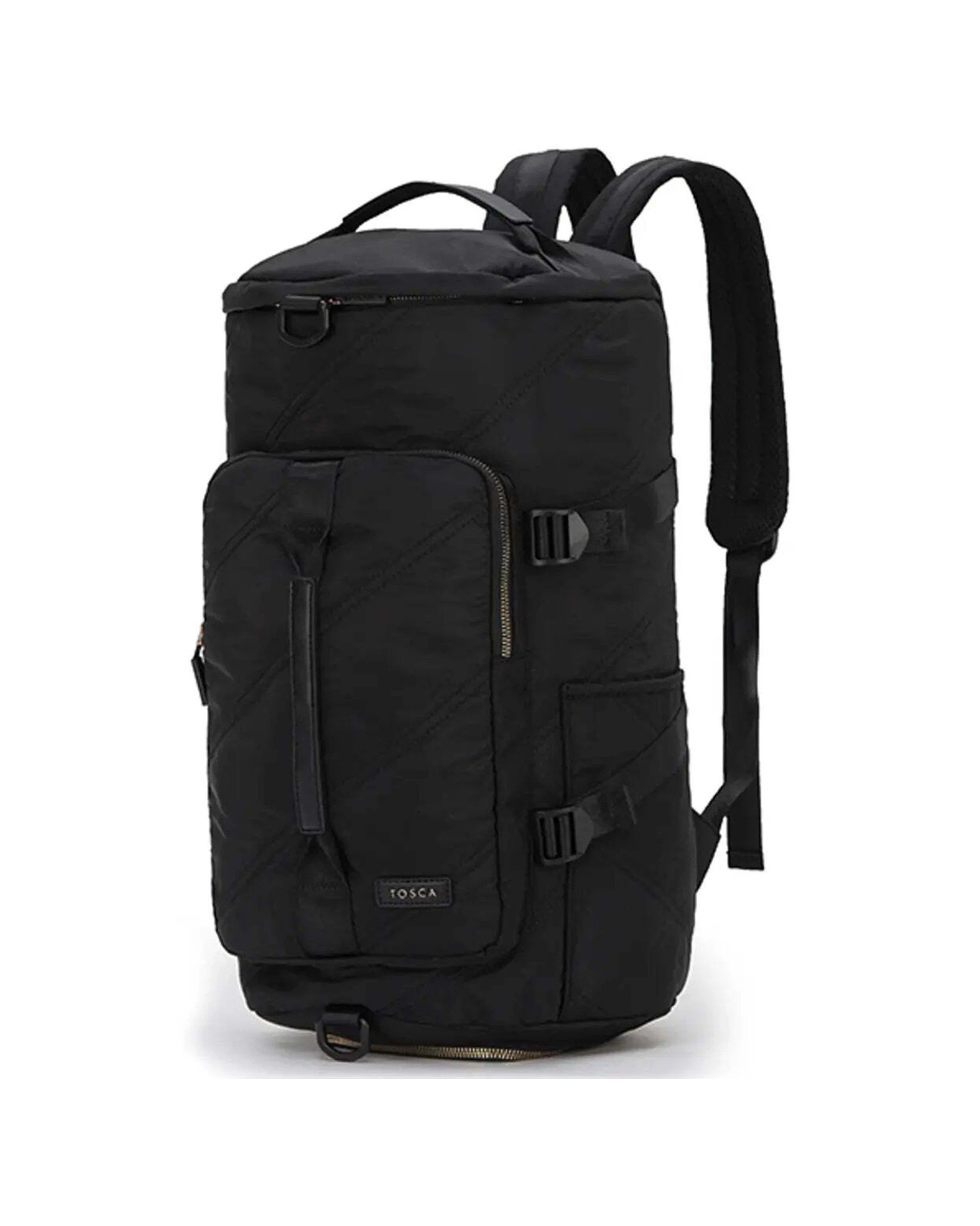 1 Tosca Harlow Barrel Backpack Tote Spacious Versatility Stitch - Black, 1 of 3