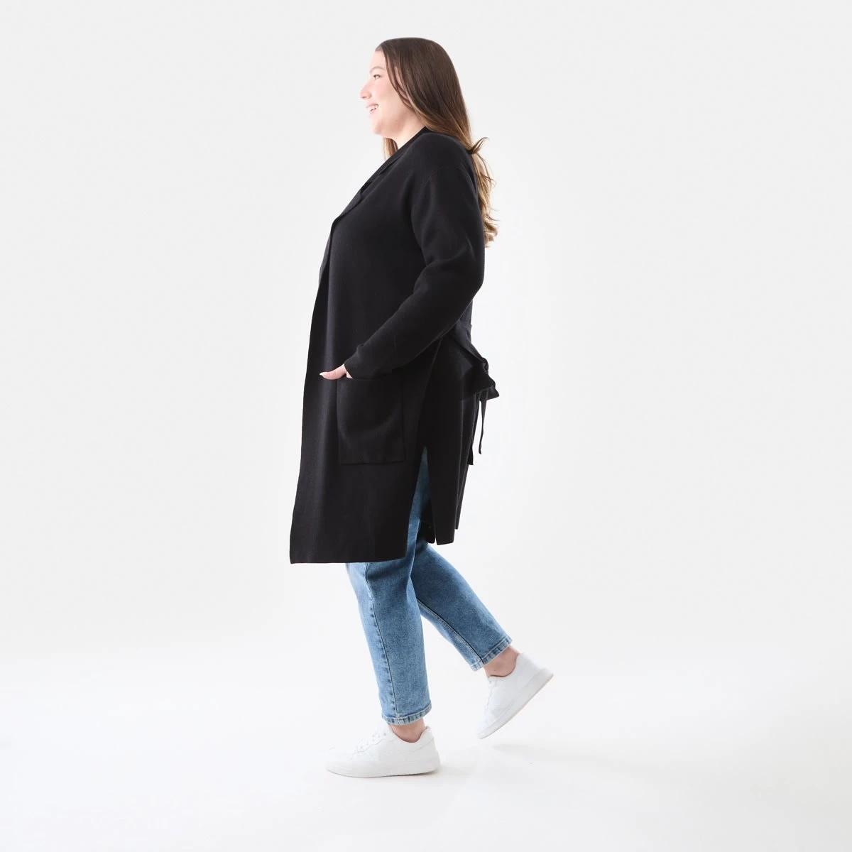 2 Curve Trench Coatigan Black, 2 of 6