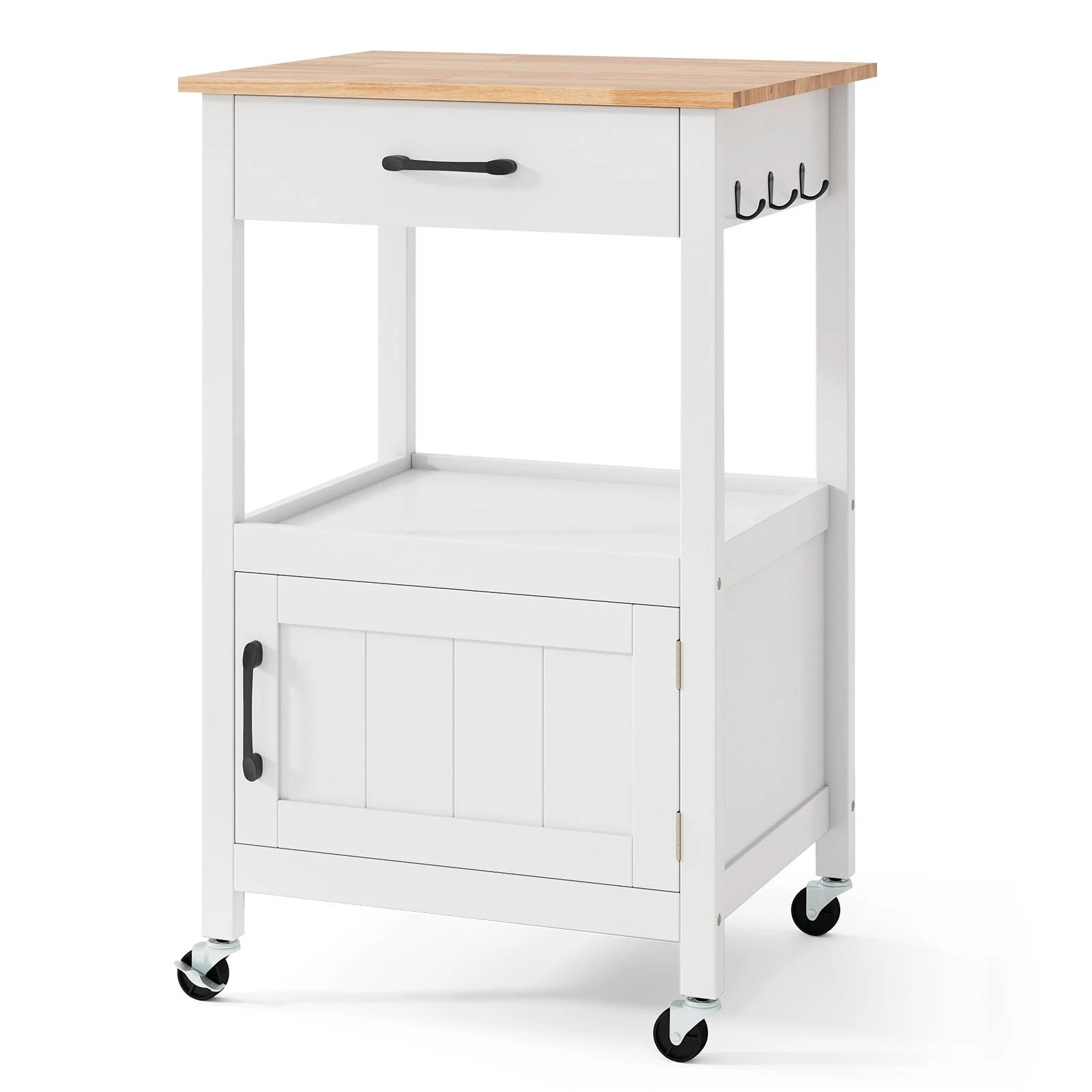 1 Costway Kitchen Island Trolley Cart White, 1 of 5