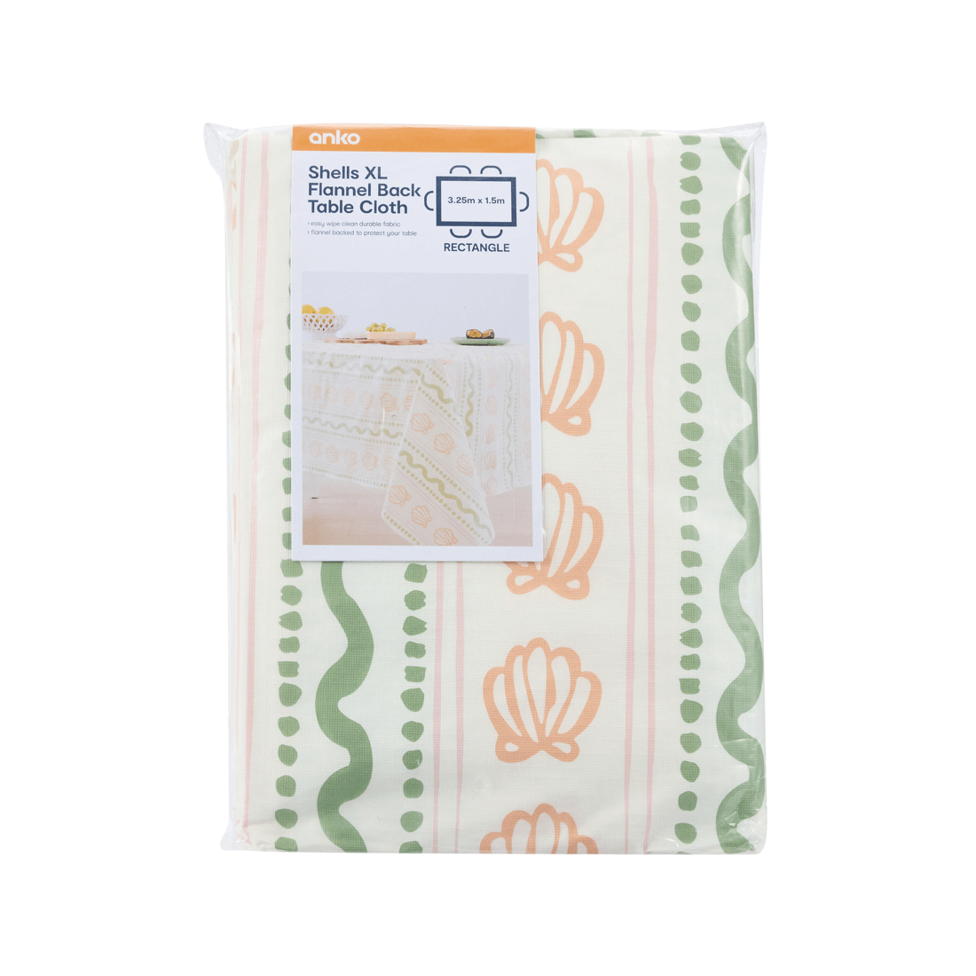 5 Shells Extra Large Flannel Back Tablecloth, 5 of 5