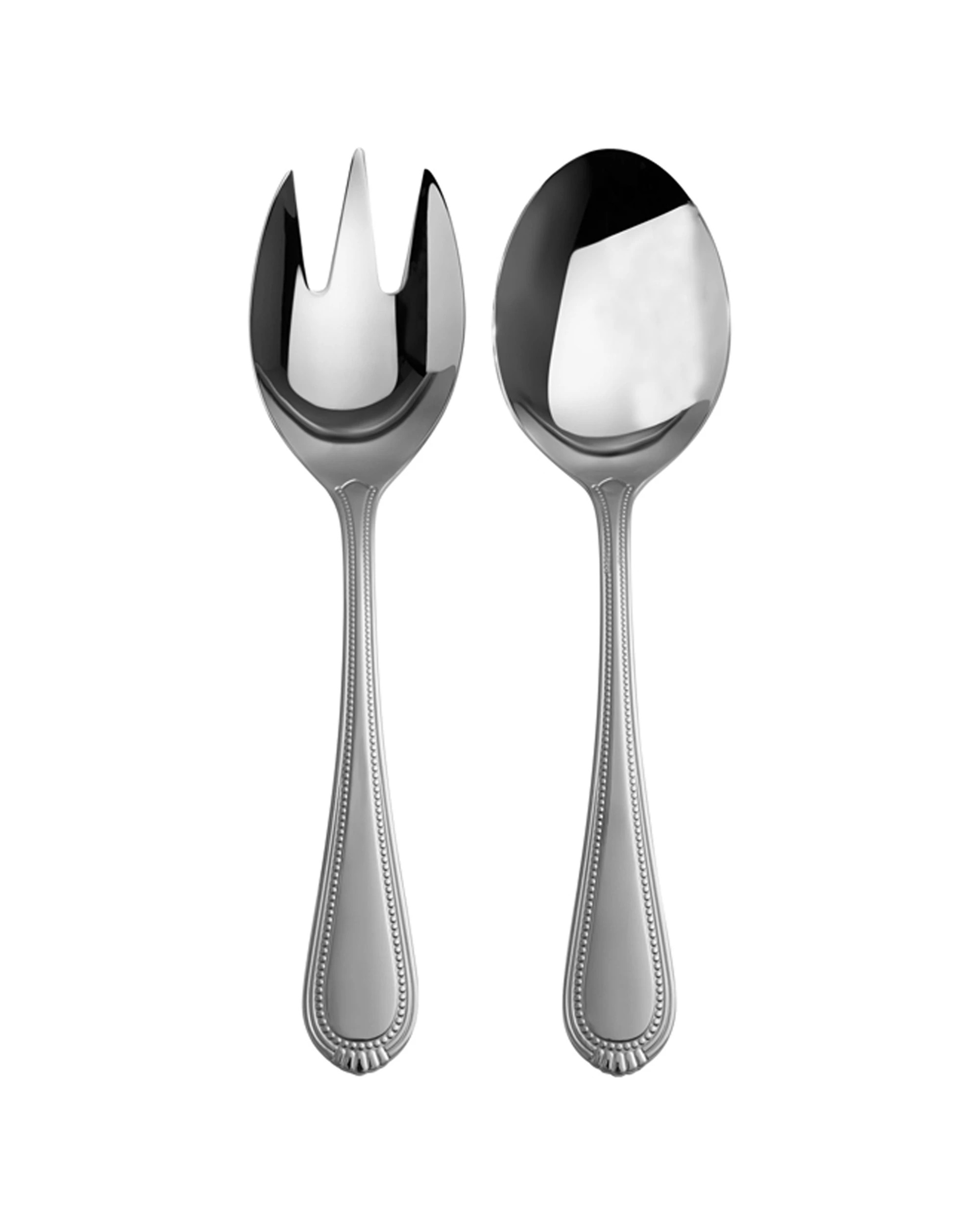 1 Casa Domani Brocade 2-Piece Stainless Steel Salad Serving Set Silver - Silver, 1 of 3