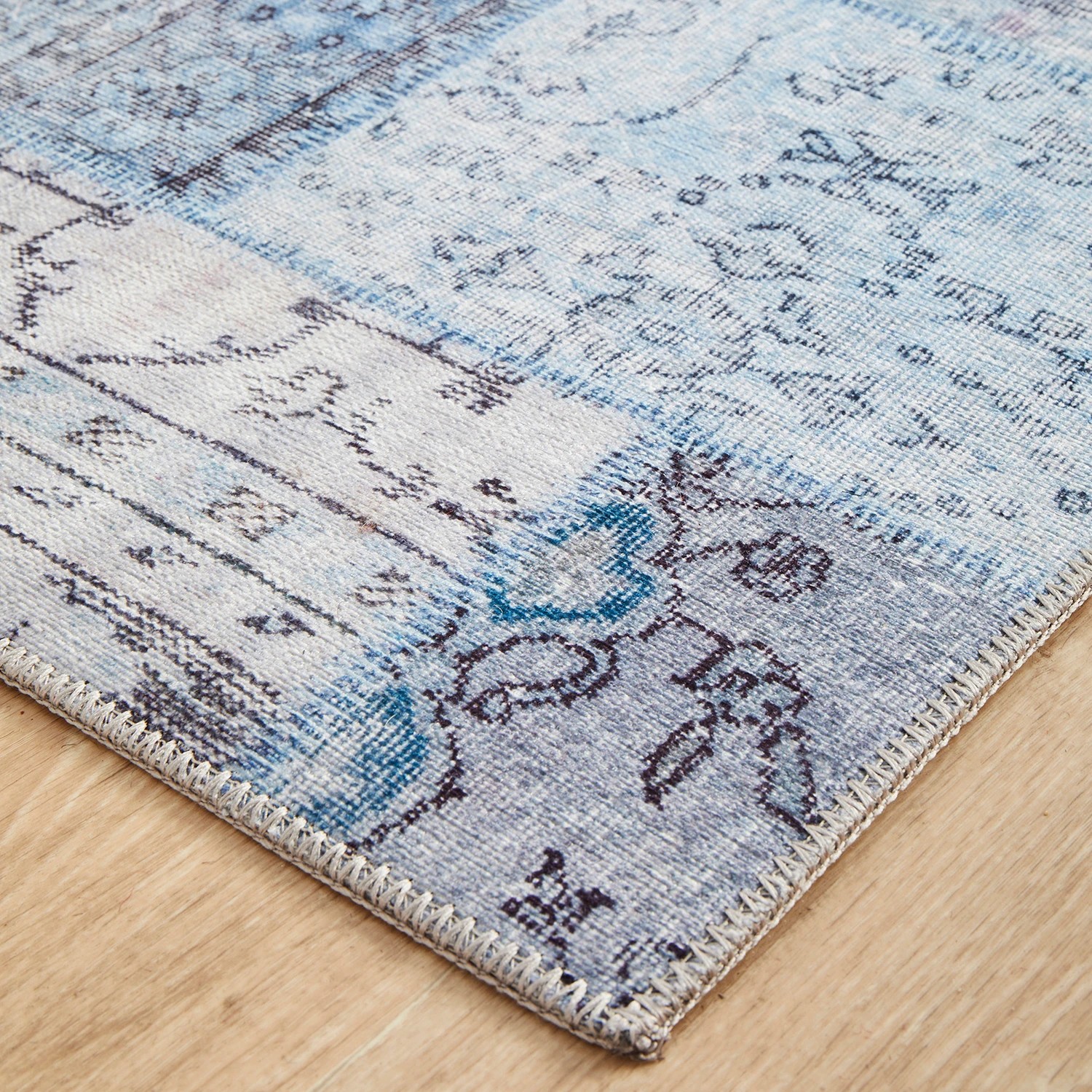 3 Common Ground Rugs Bazaar 121 200x80cm - Small Runner Rug - Blue, 3 of 8