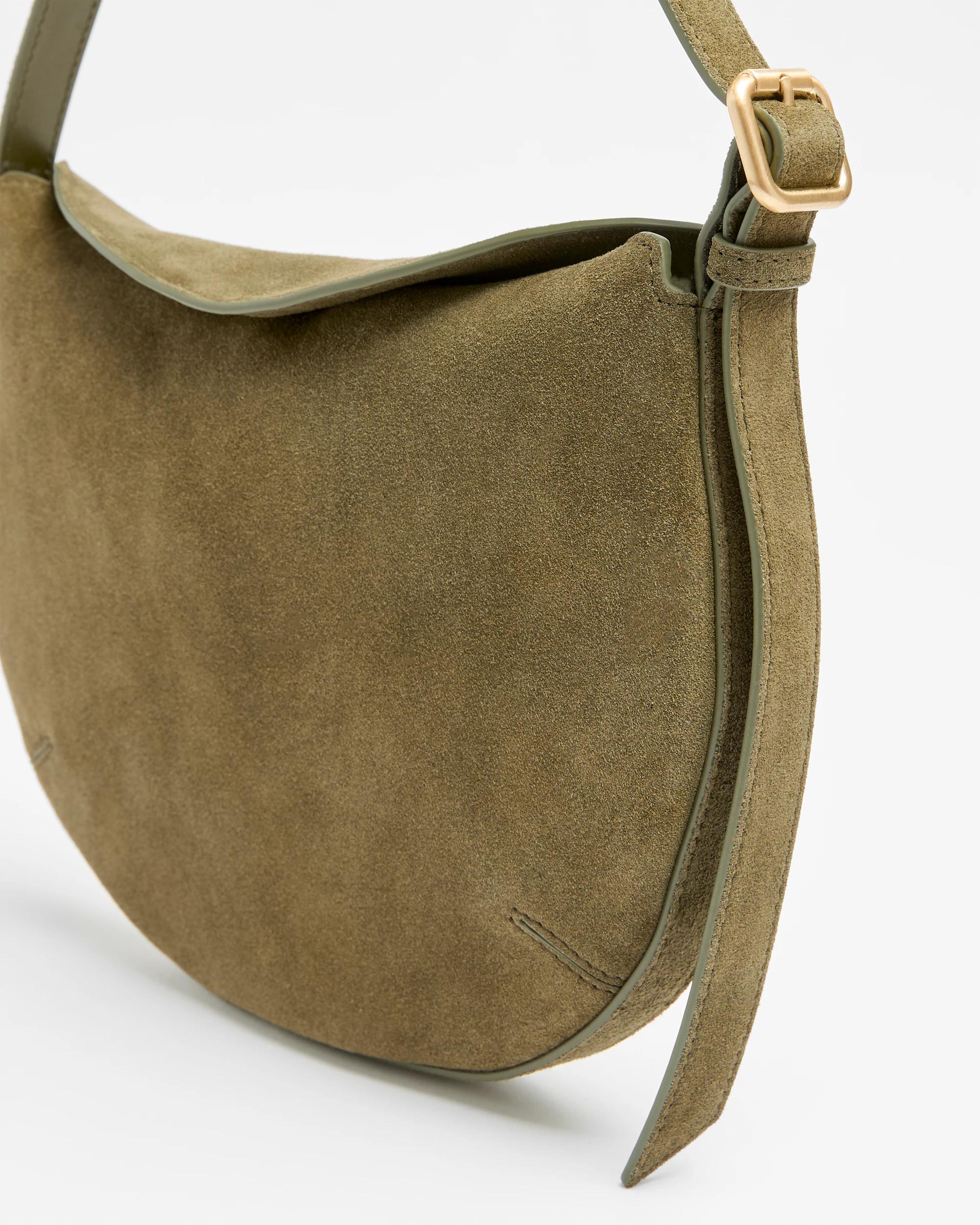 2 Target Premium Suede Leather Crescent Shoulder Bag KHAKI, 2 of 3