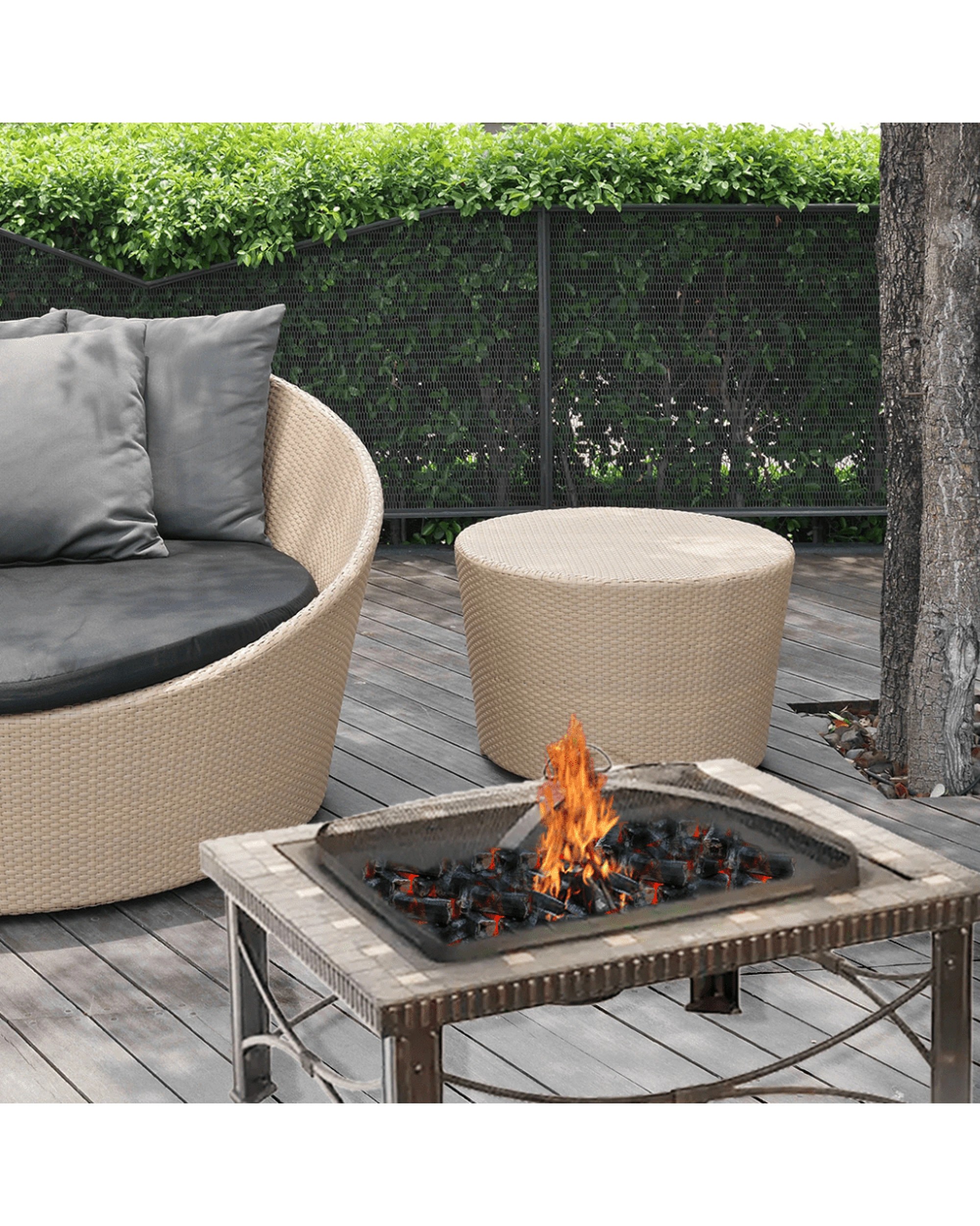 4 BR Home 30-Inch Square Slate Tile Fire Pit for Outdoor Patios, 4 of 5