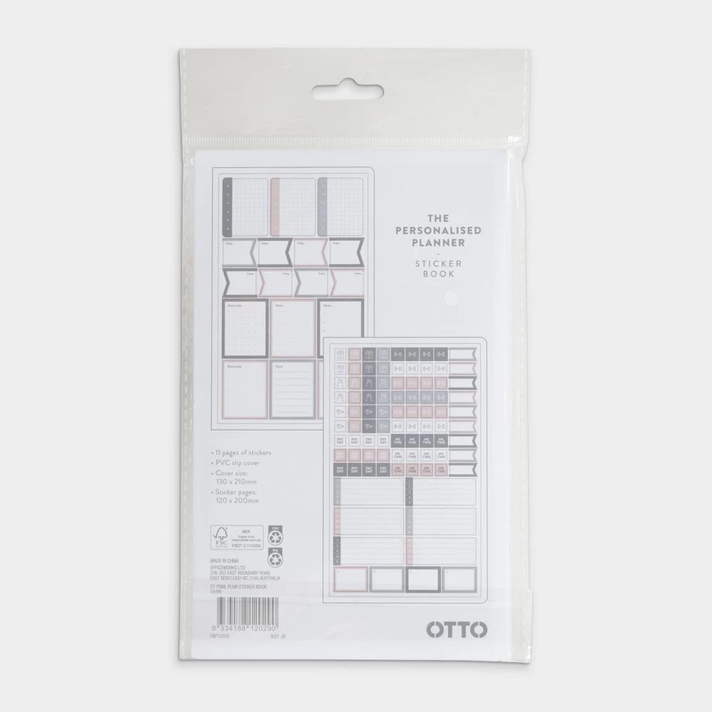 3 Otto Personal Planner Sticker Book Grey/Pink, 3 of 3