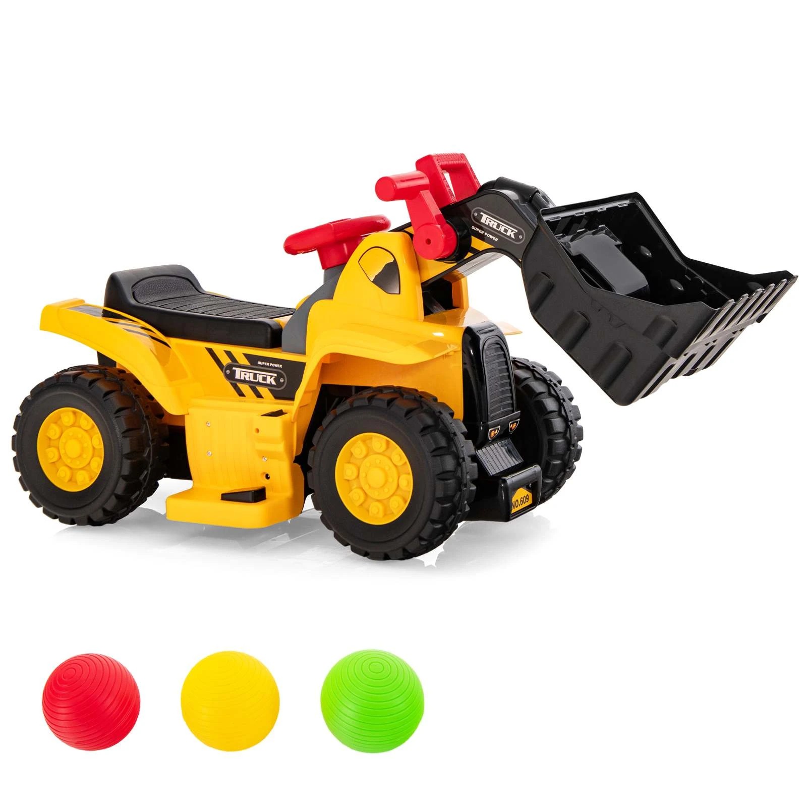1 Costway Ride On Excavator Electric Construction Vehicle Digger - Yellow, 1 of 1
