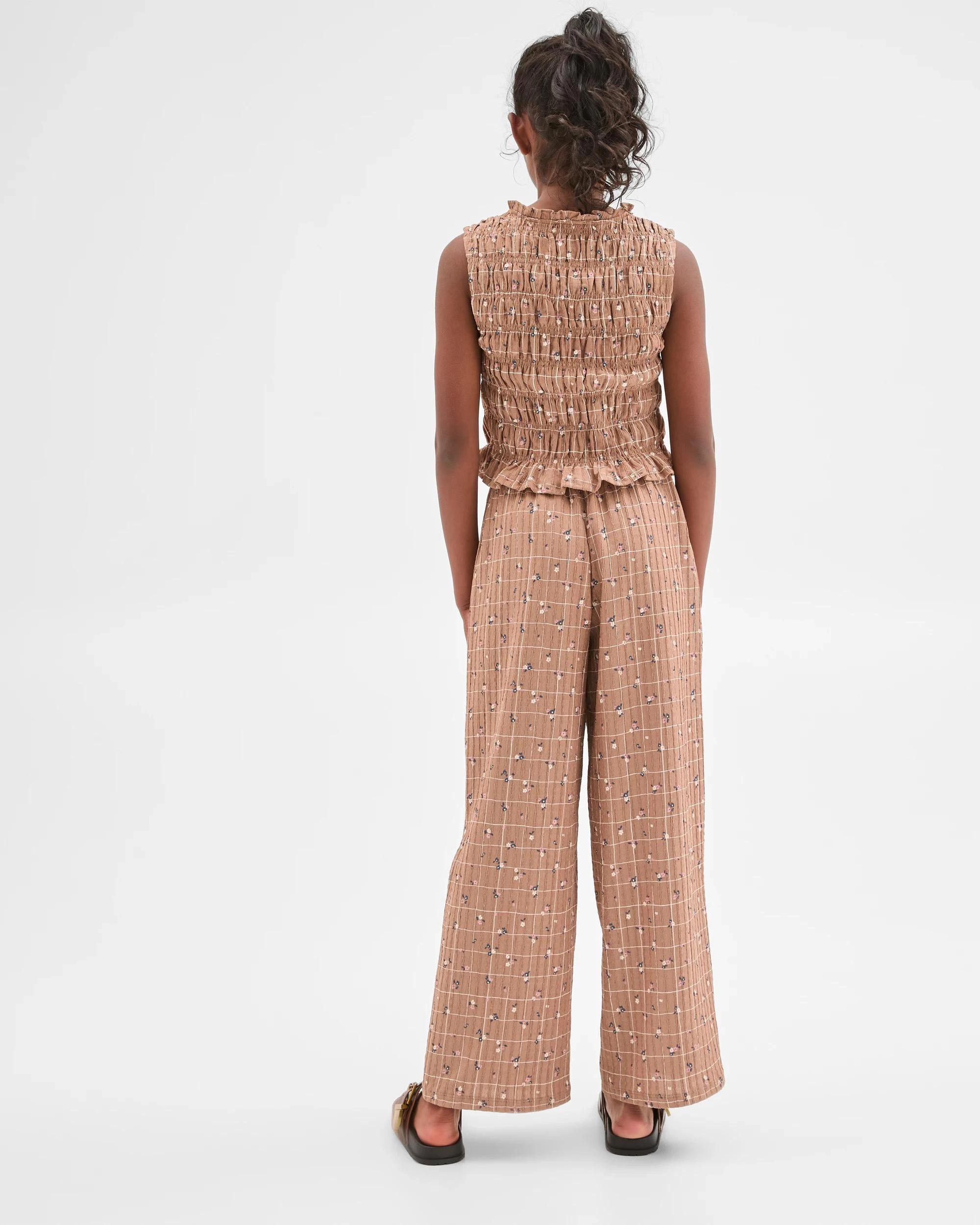 4 Target Kids Wide Leg Textured Pants BROWN CHECK, 4 of 7