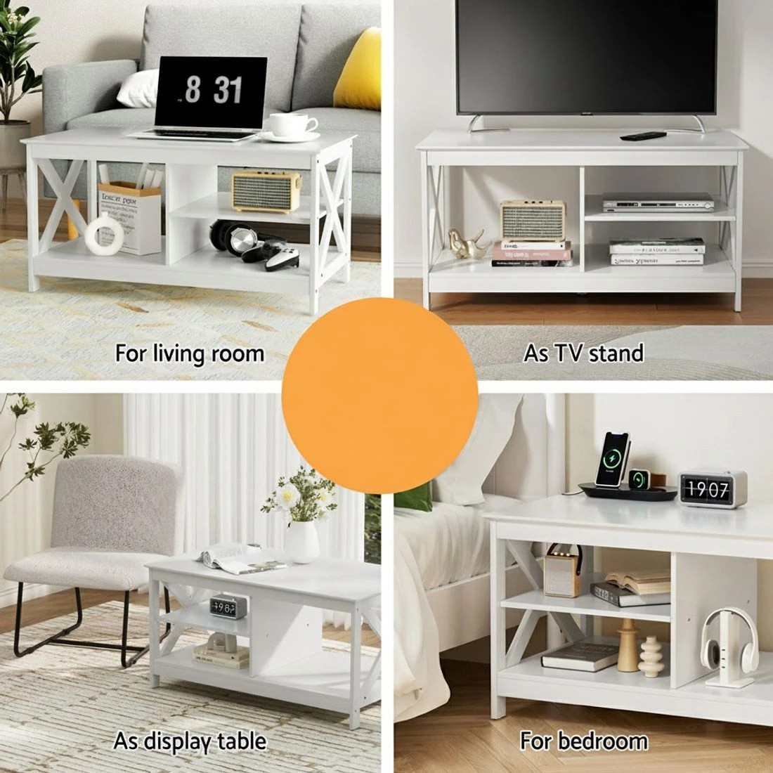5 Artiss Coffee Table Storage Shelf - White, 5 of 7