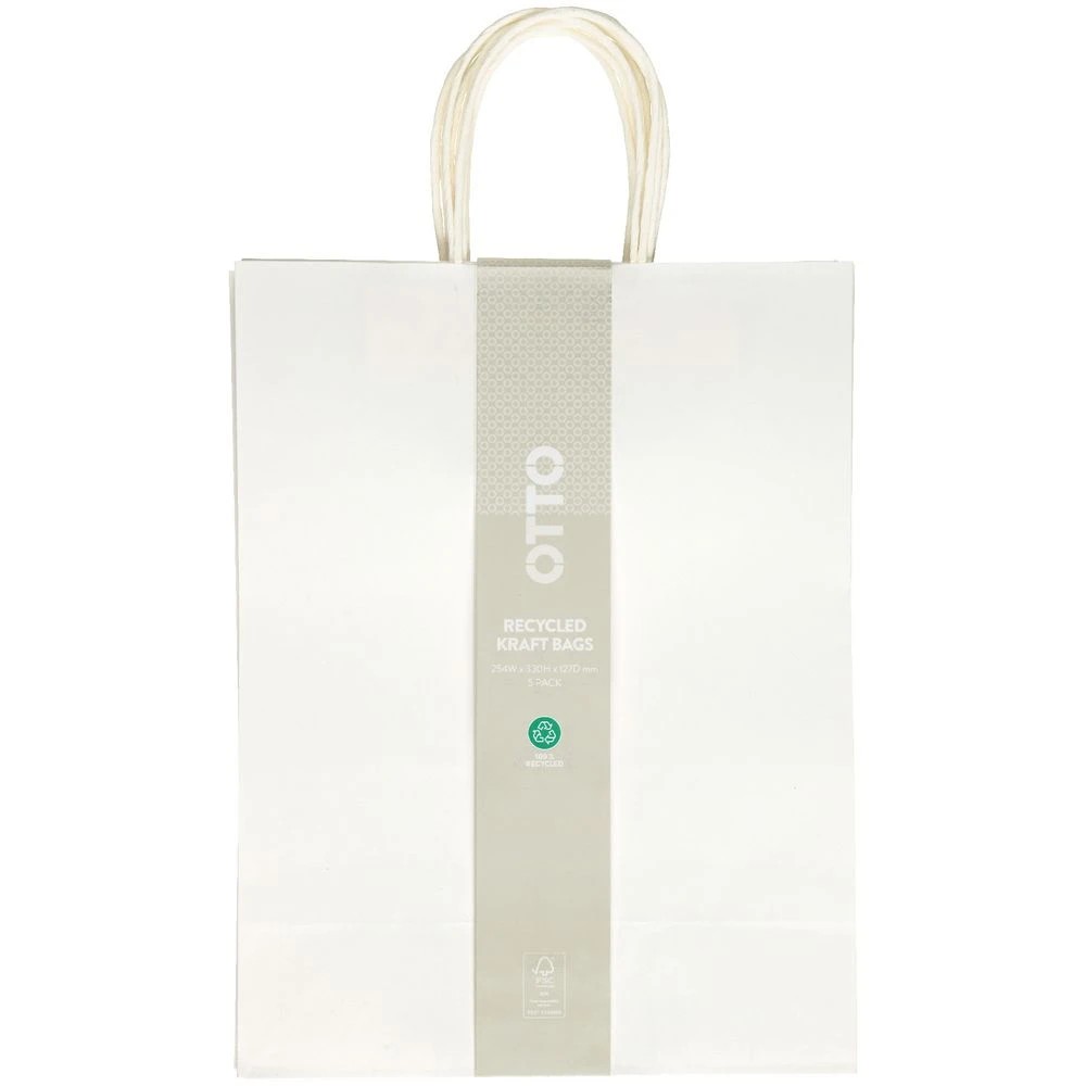 2 Otto Kraft Bag Medium White 5 Pack, 2 of 2