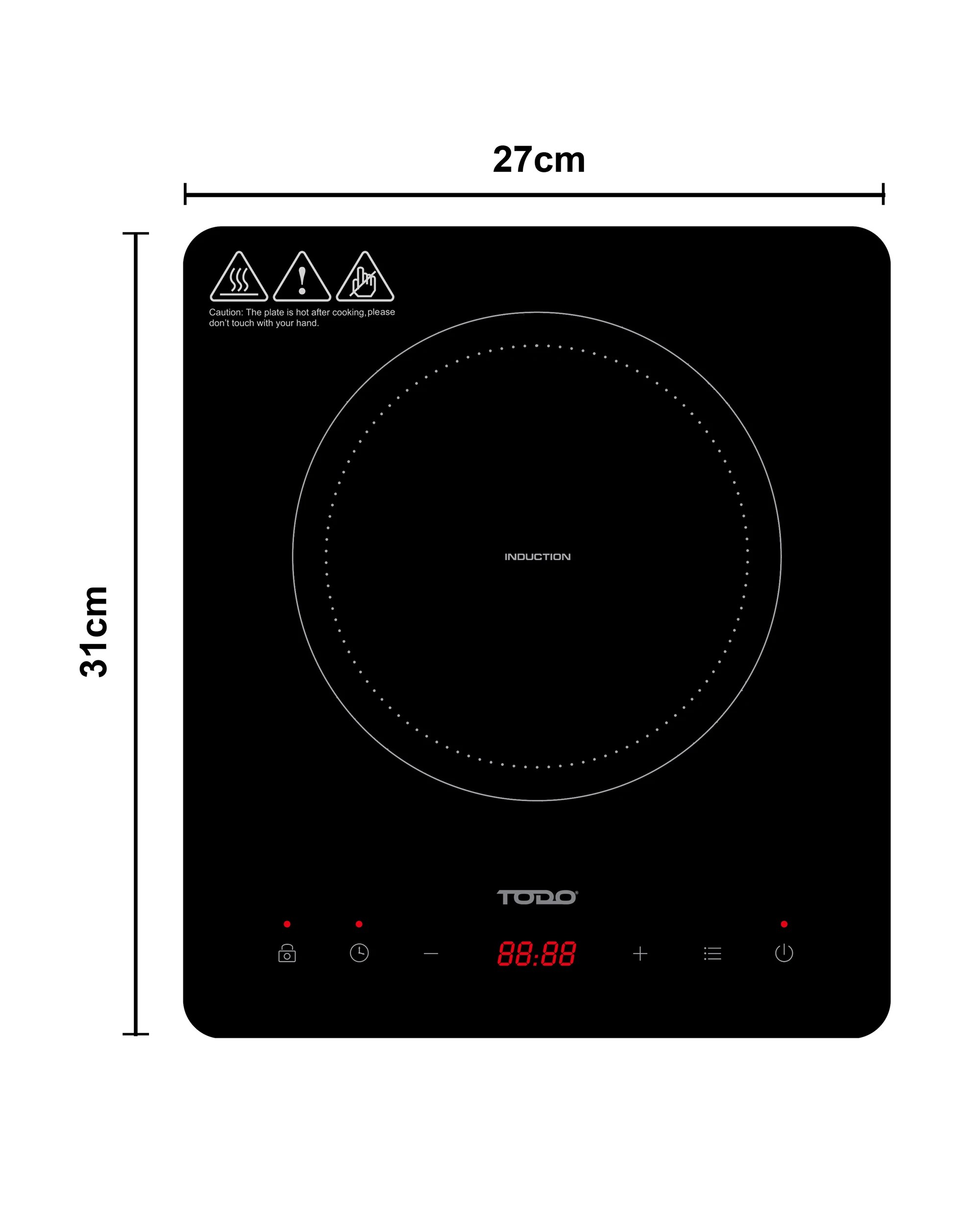 3 TODO 2000W Induction Electric Cooktop Hotplate Tempered Crystal Glass Touch Control, 3 of 3