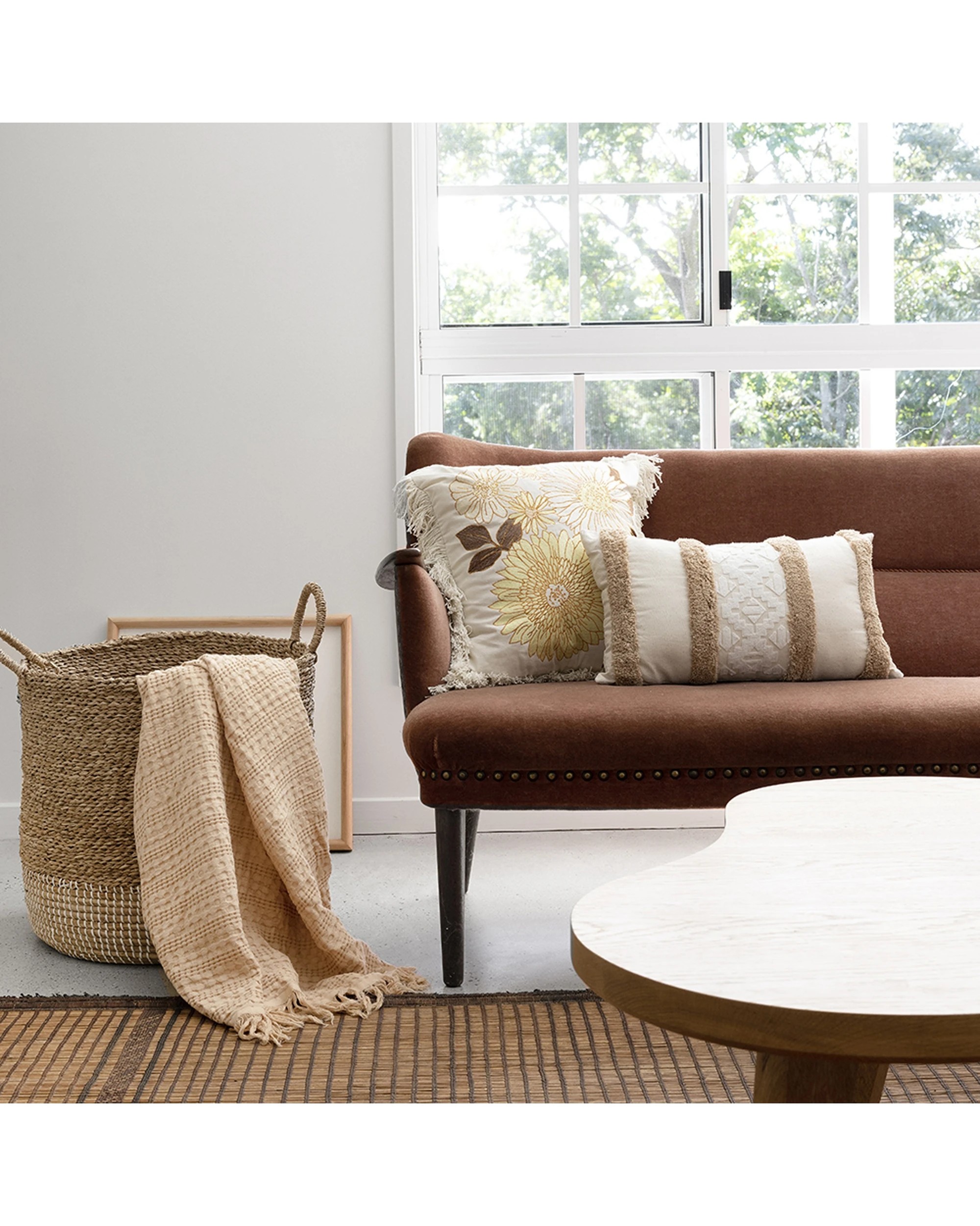 4 Bambury Sedona Tufted Embroidery Rectangle Cushion Cappuccino - Brown, 4 of 4