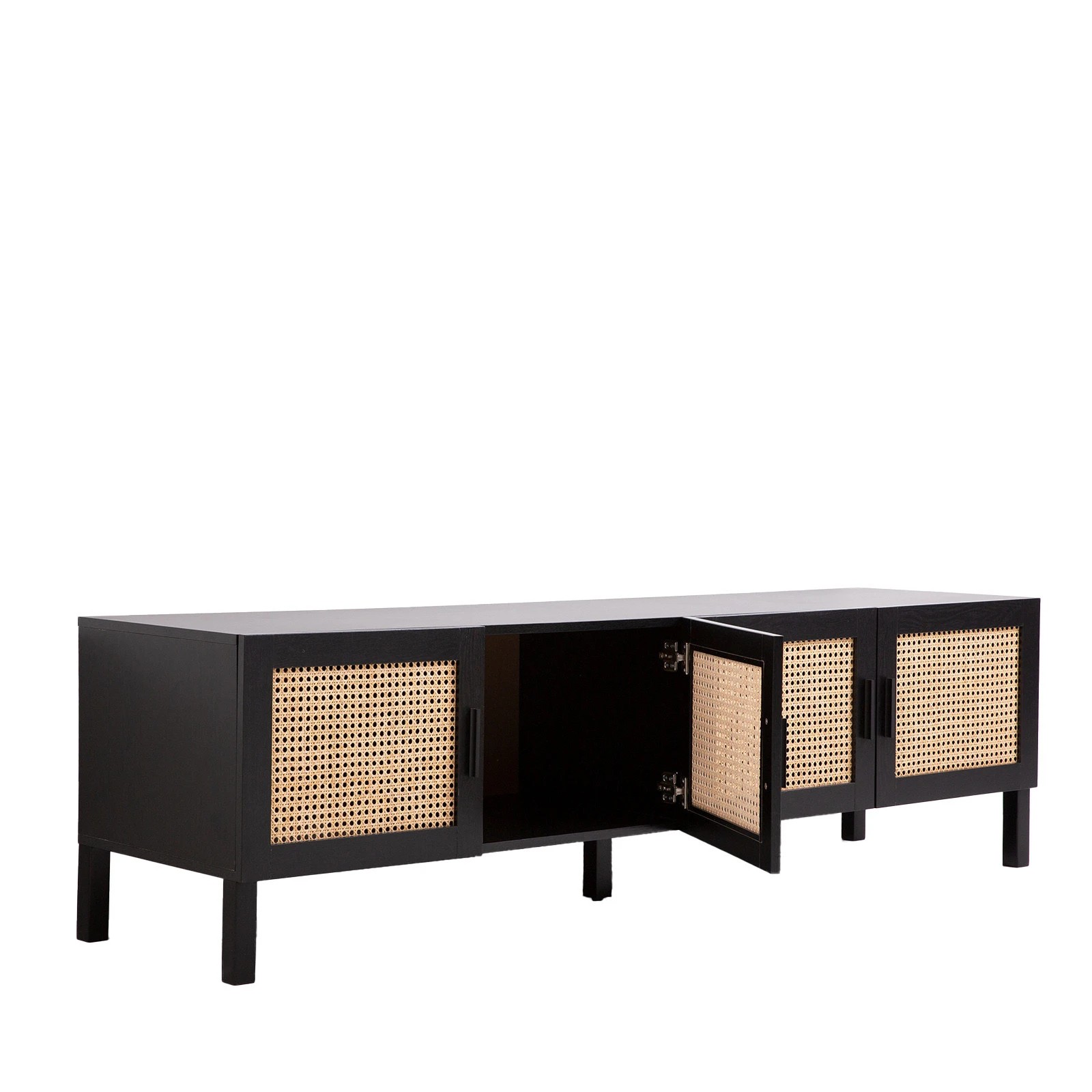 3 Casa Decor Tulum Rattan Entertainment Unit TV Stand Cabinet Storage Black - Black, 3 of 9
