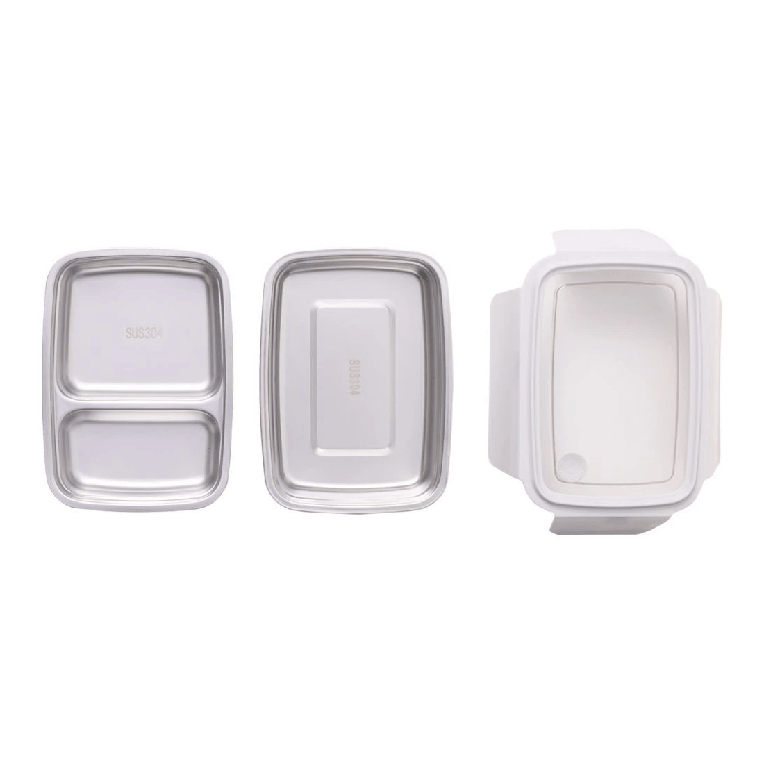 3 Studymate Stainless Steel Double Bento Box White, 3 of 4