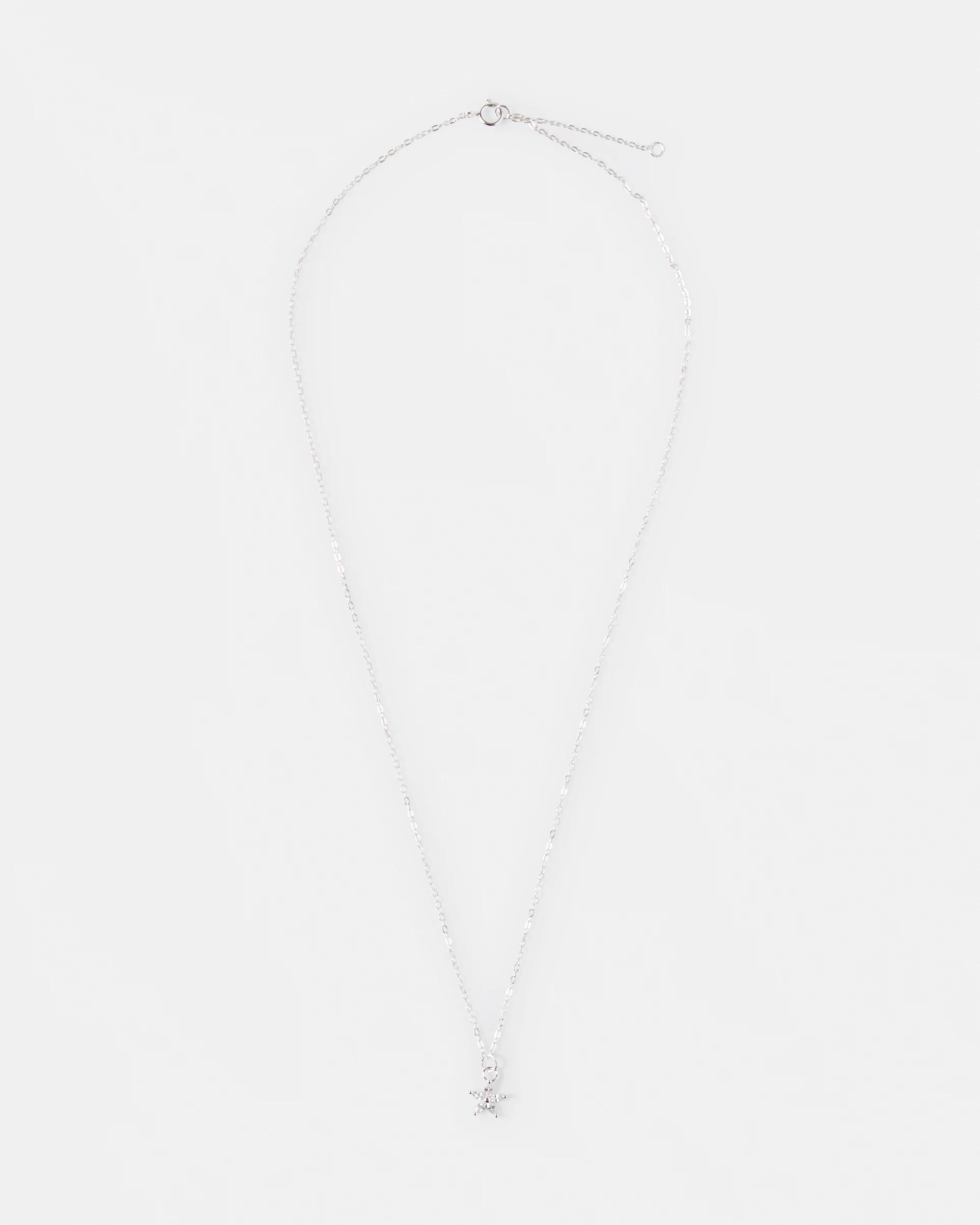 1 Sterling Silver 925 Cubic Zirconia Flower Necklace Silver, 1 of 4