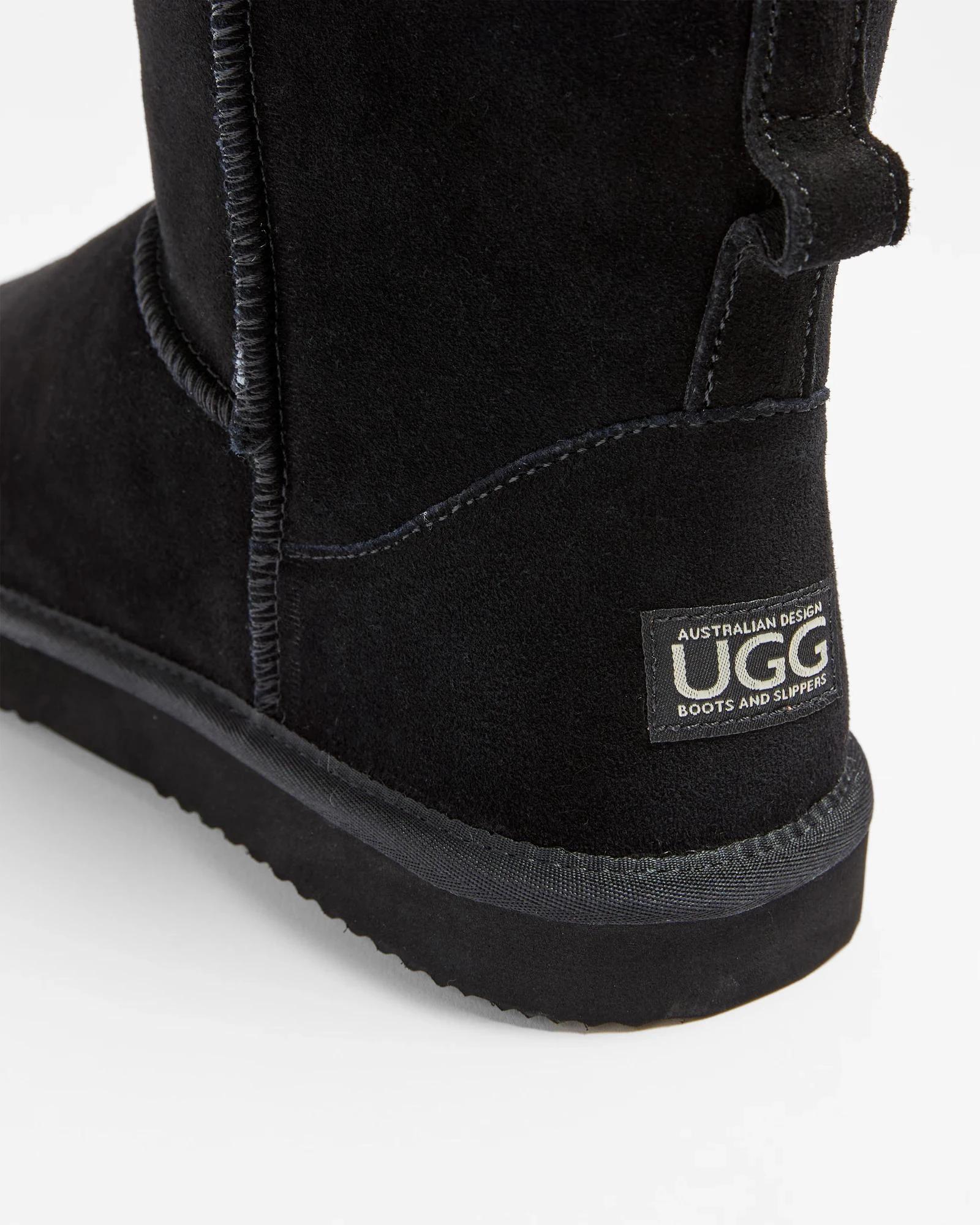 2 Australian Design Ugg Boots and Slippers Mens Sheepskin and Leather Slipper Boot BLACK, 2 of 3