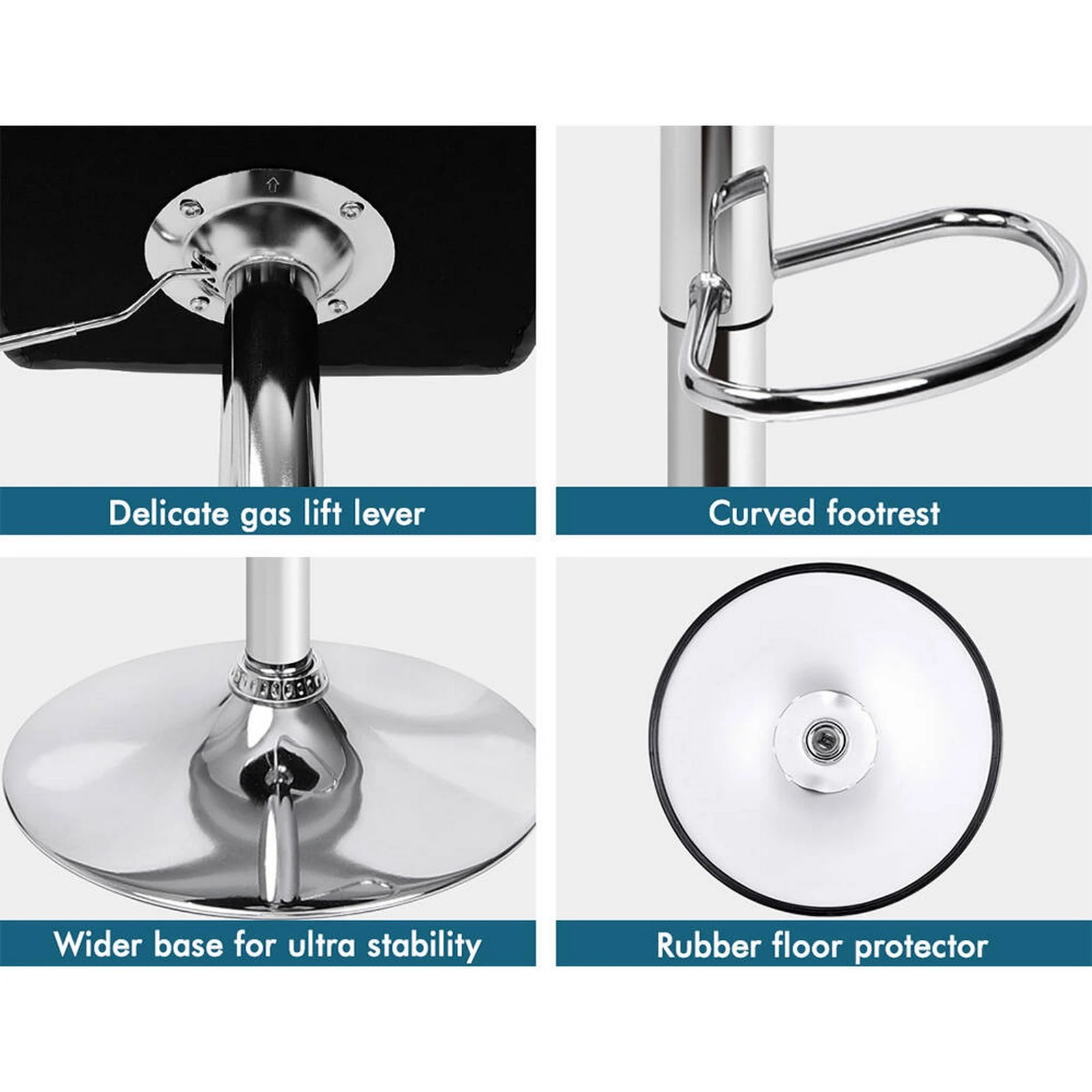 4 ALFORDSON 2x Bar Stools Ralph Kitchen Swivel Chair Leather Gas Lift - Black, 4 of 5