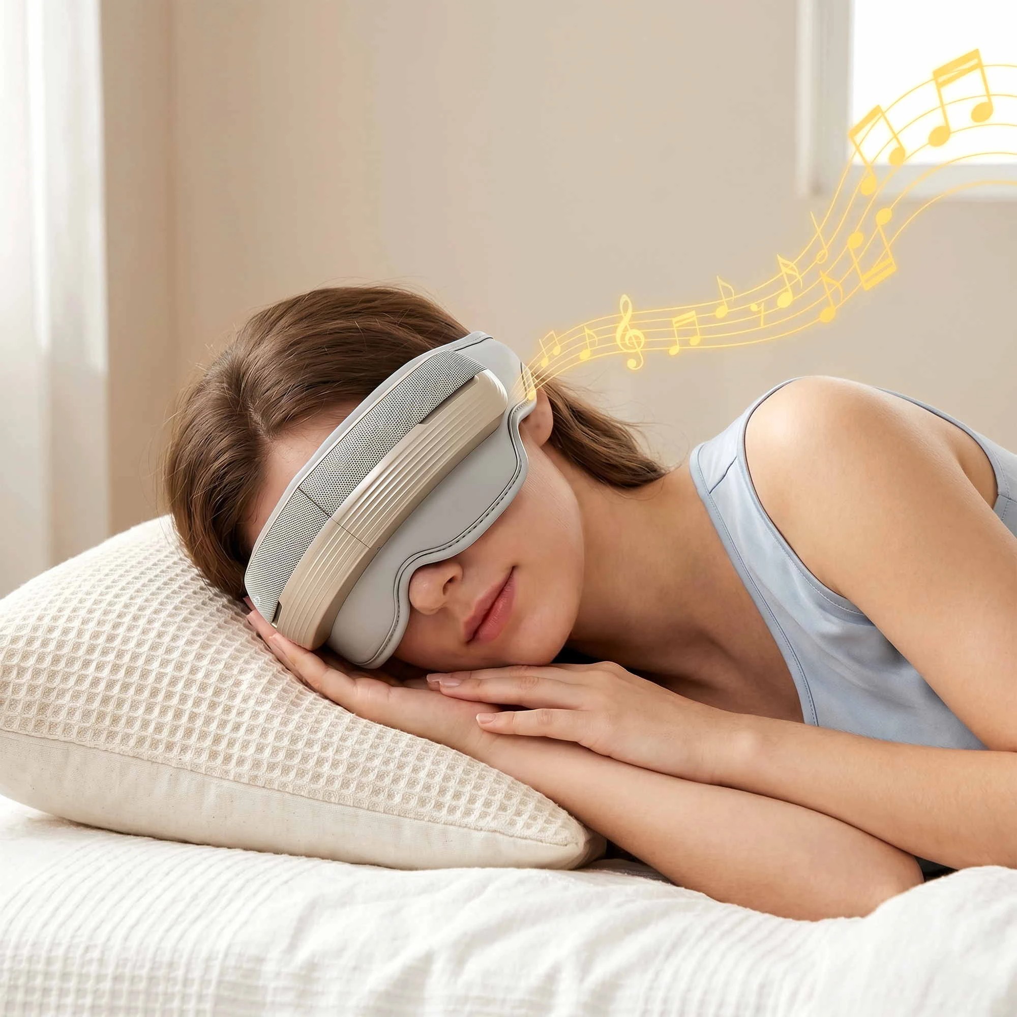 7 Livemor Eye & Head Massager with Heat 5 Modes Eye Massager Air Compression Bluetooth Music Foldable - Grey, 7 of 9