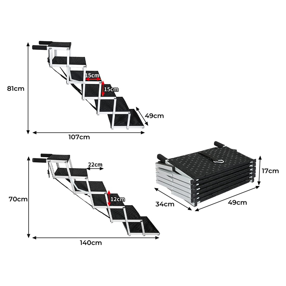 2 Pawz Foldable 6 Steps Aluminium Pet Ramp, 2 of 6