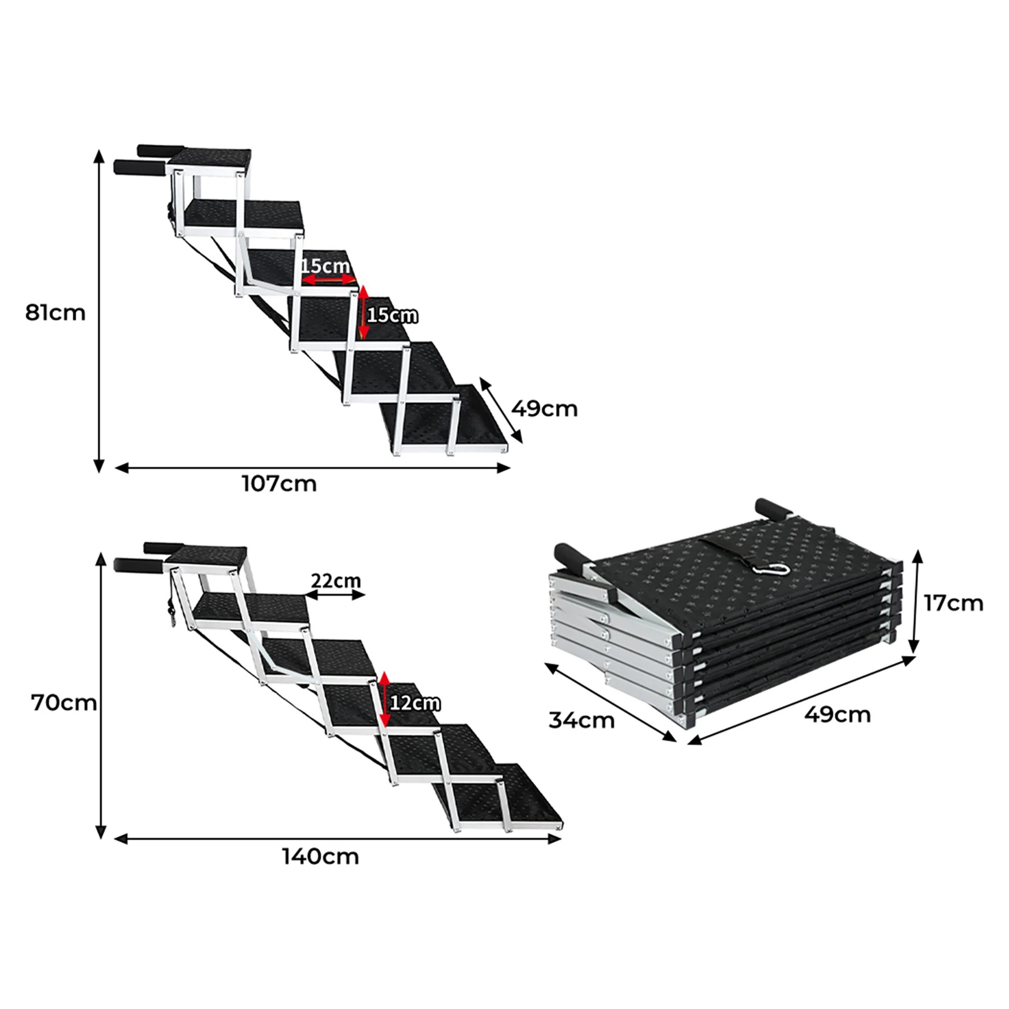 2 Pawz Foldable 6 Steps Aluminium Pet Ramp, 2 of 6