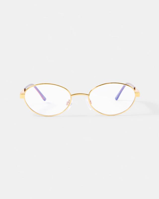 Metal Oval Blue Light Gla