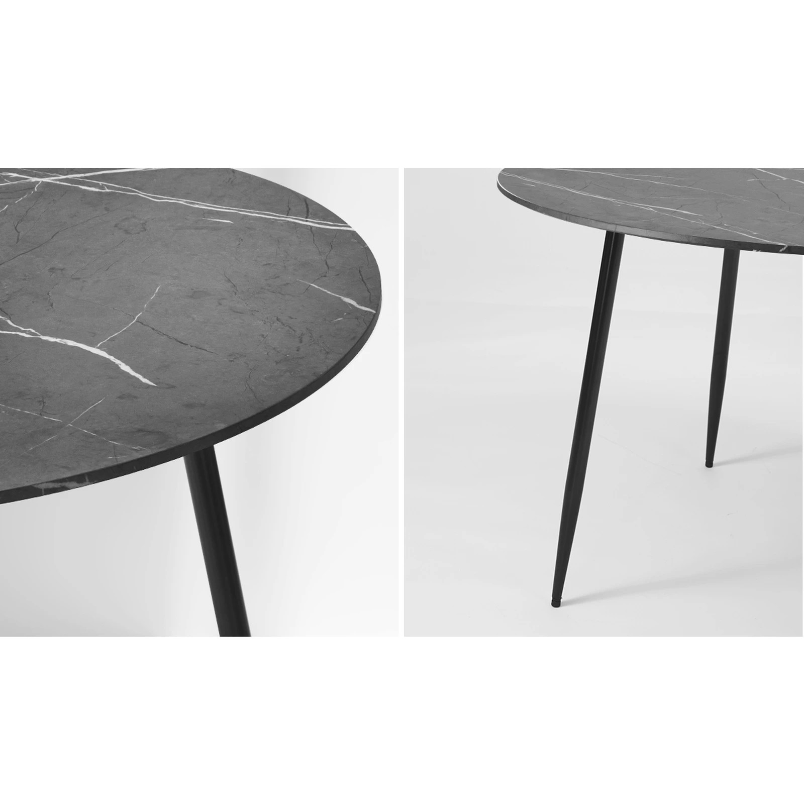 8 Oikiture 110cm Dining Table Round Wooden Table With Marble Effect Metal Legs
 - Multi, 8 of 9